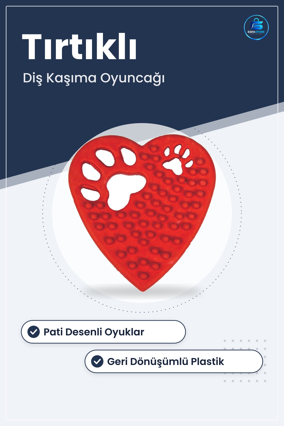 Kalp Şekilli Tırtıklı Evcil Hayvan Diş Kaşıma Çiğneme Oyuncağı Dayanıklı Plastik Kullanışlı