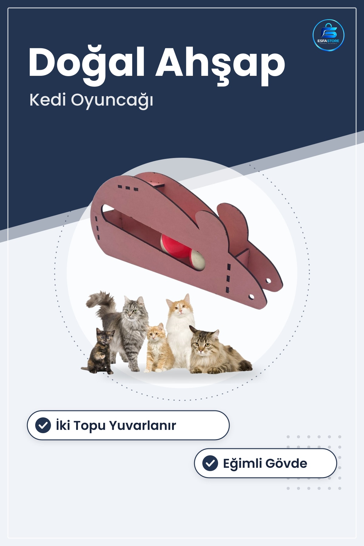 Ahşap Fare Şekilli Kedi Oyuncağı Toplu Eğimli Doğal Tasarım Eğlenceli Kullanışlı Hediyelik