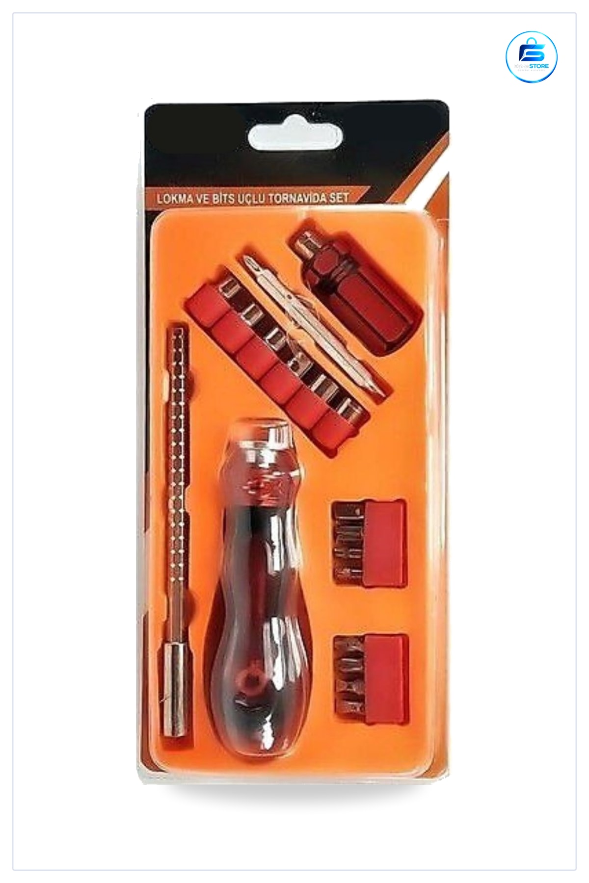 Tornavida Seti 18 Parça Lokma ve Bits Uçlu Tamir Onarım Kiti Kemer Klipsli Ergonomik Kutulu