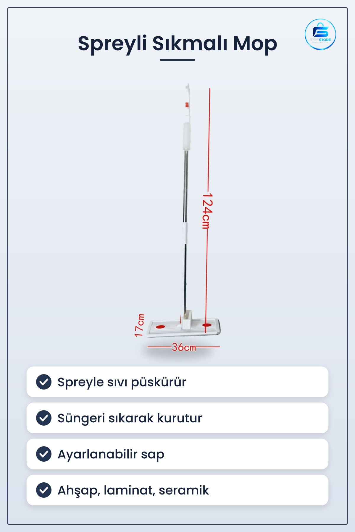 Spreyli ve Sıkmalı Mop Çift Fonksiyonlu Ayarlanabilir Sap Zemin Temizlik Seti Mutfak Kullanımı