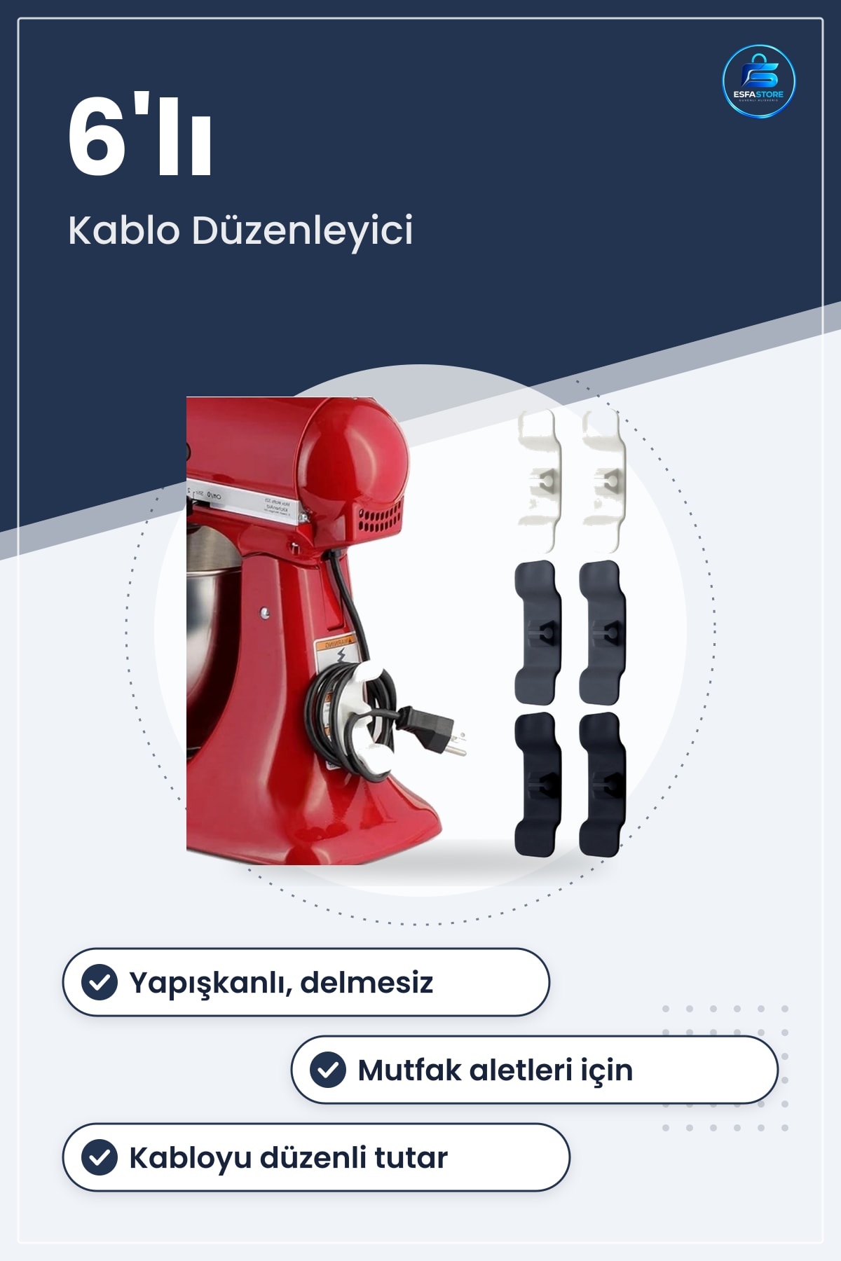 Yapışkanlı Kablo Toparlayıcı Klips Mutfak Aletleri İçin Düzenleyici Pratik Tutucu Ev Ofis Masası
