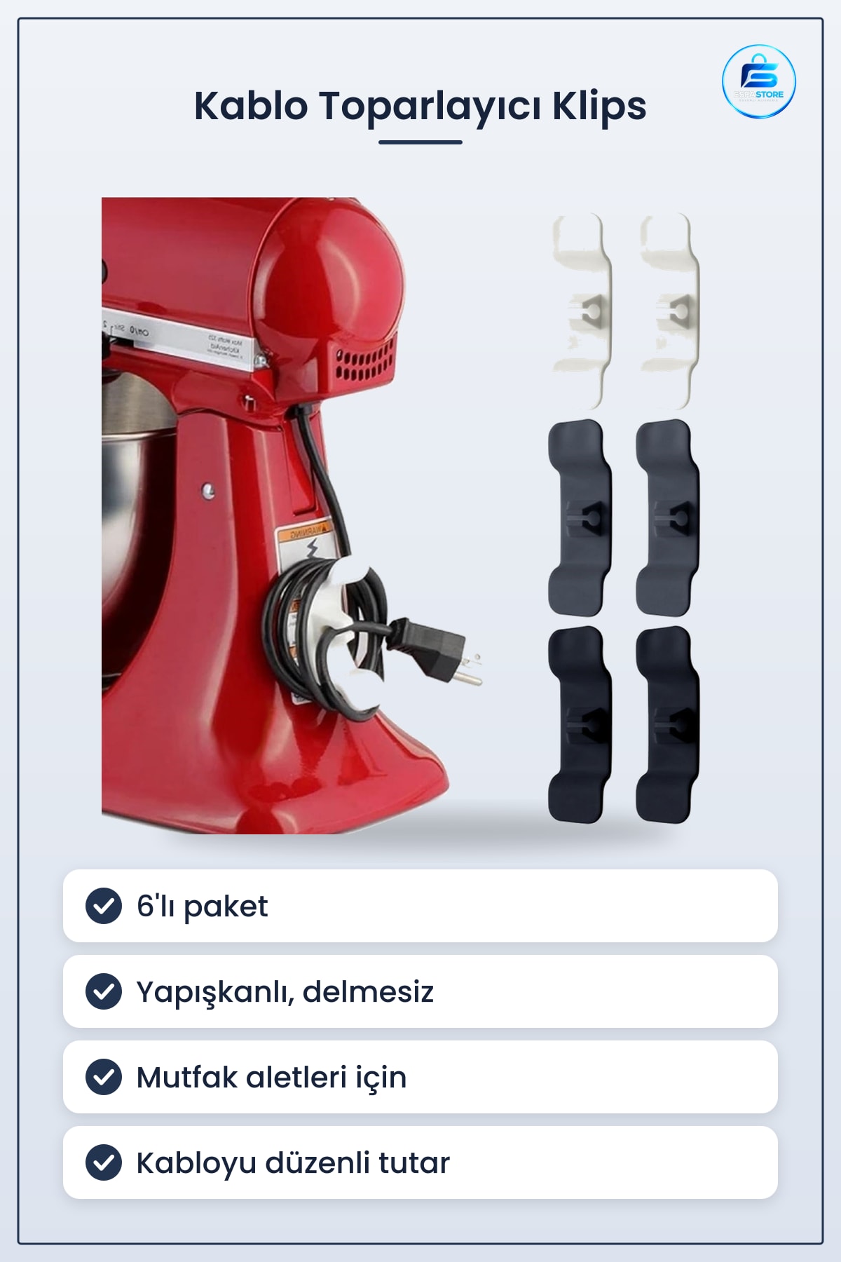 Yapışkanlı Kablo Toparlayıcı Klips Mutfak Aletleri İçin Düzenleyici Pratik Tutucu Ev Ofis Masası