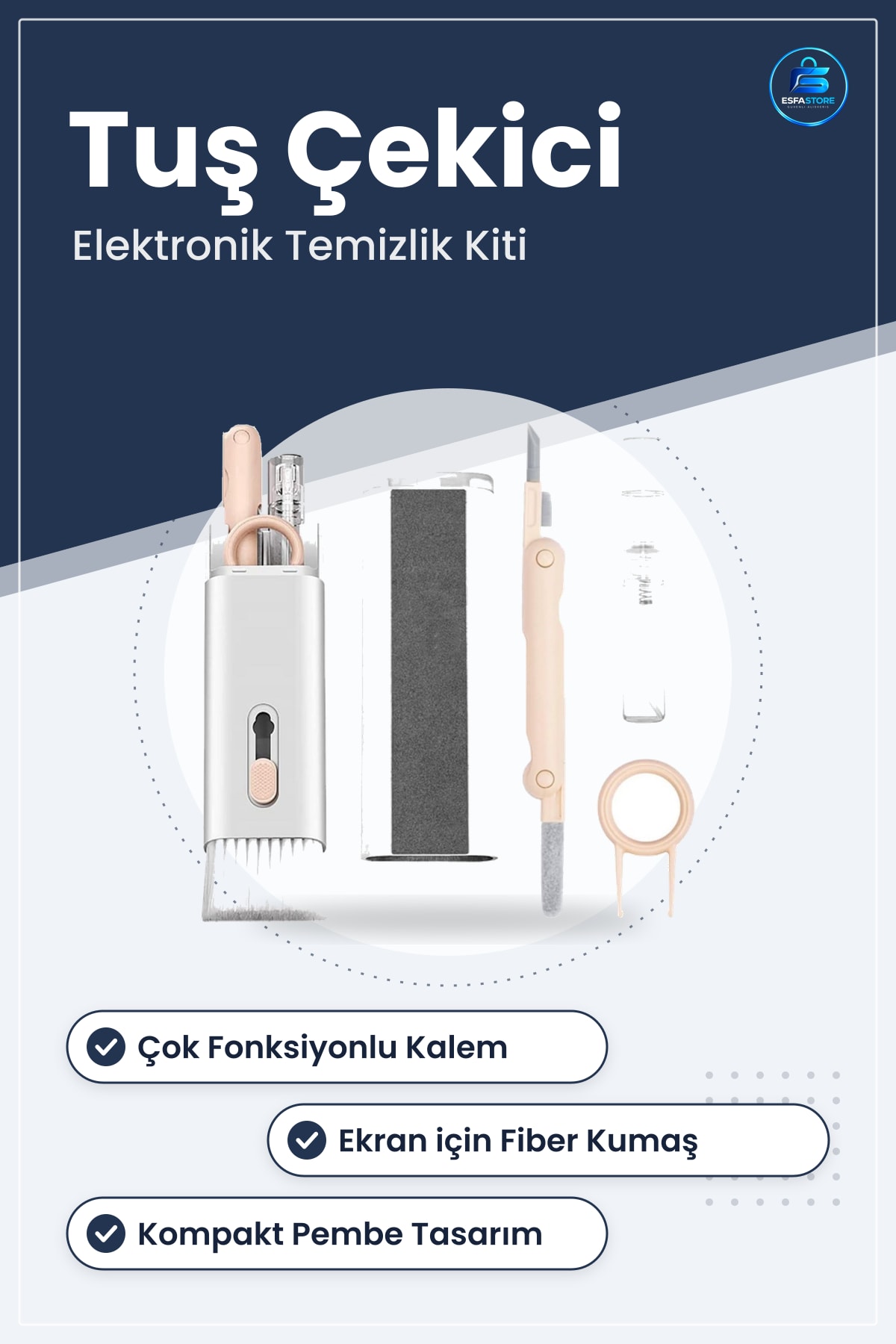 Elektronik Cihaz Temizlik Seti Klavye Kulaklık Ekran Temizleme Fırçalı Spreyli Tuş Çekici Kiti