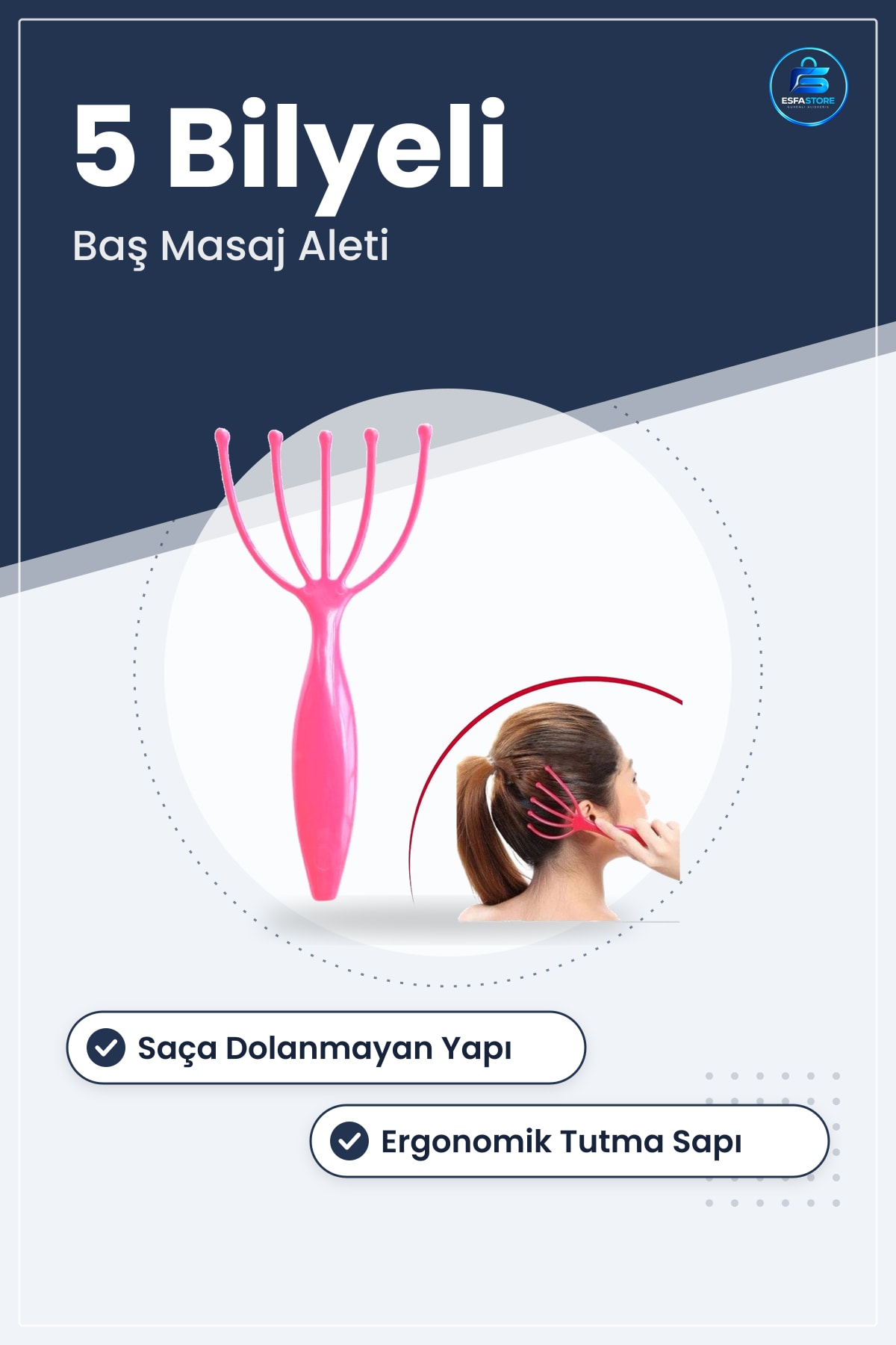 Kafa Masaj Aleti Bilyeli Baş Boyun Bacak Kol Rahatlatıcı Stres Alıcı Çok Fonksiyonlu Pratik Aparat