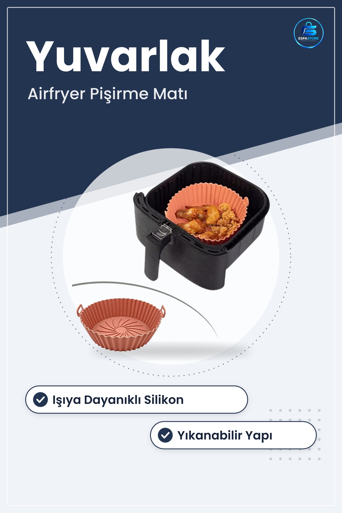 Silikon Fırın Ve Airfryer Pişirme Matı Isıya Dayanıklı Yıkanabilir Yuvarlak Model Mutfak Aracı