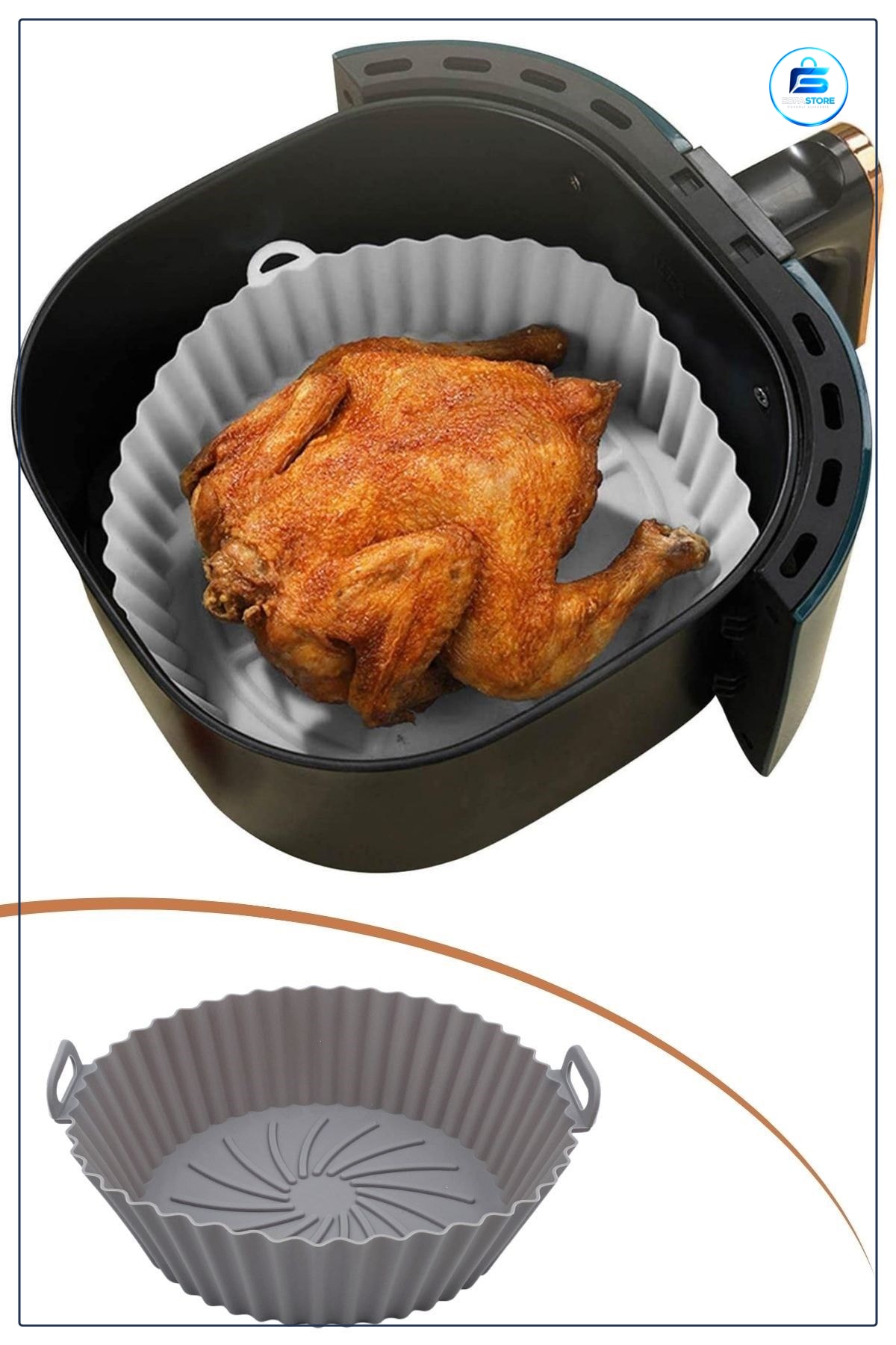 Silikon Fırın ve Airfryer Pişirme Matı Yuvarlak Isıya Dayanıklı Yıkanabilir Yağsız Kullanışlı Model