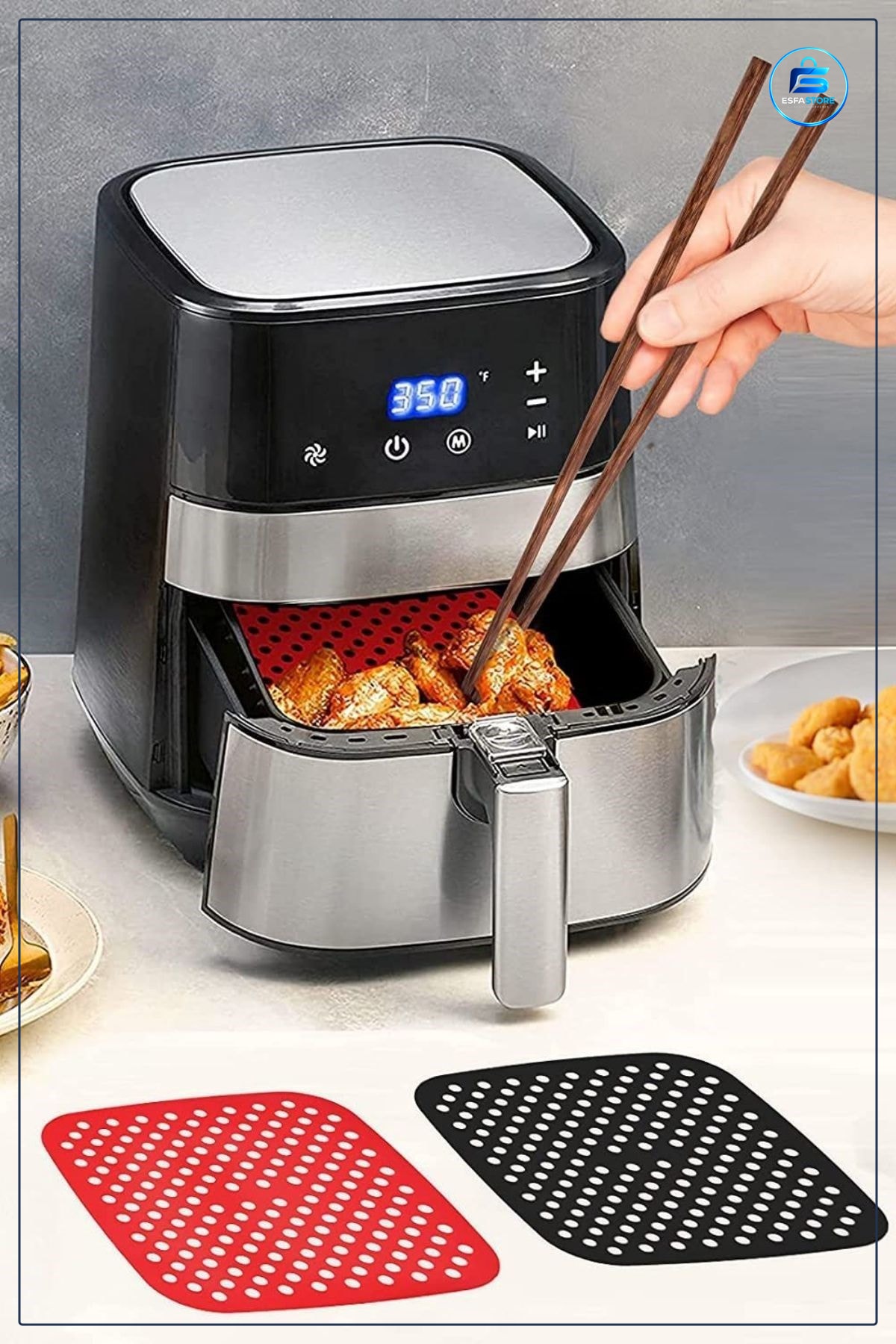 Isıya Dayanıklı Silikon Airfryer Pişirme Matı Kare Model Yıkanabilir Yanmaz Yapışmaz Pratik Mutfak