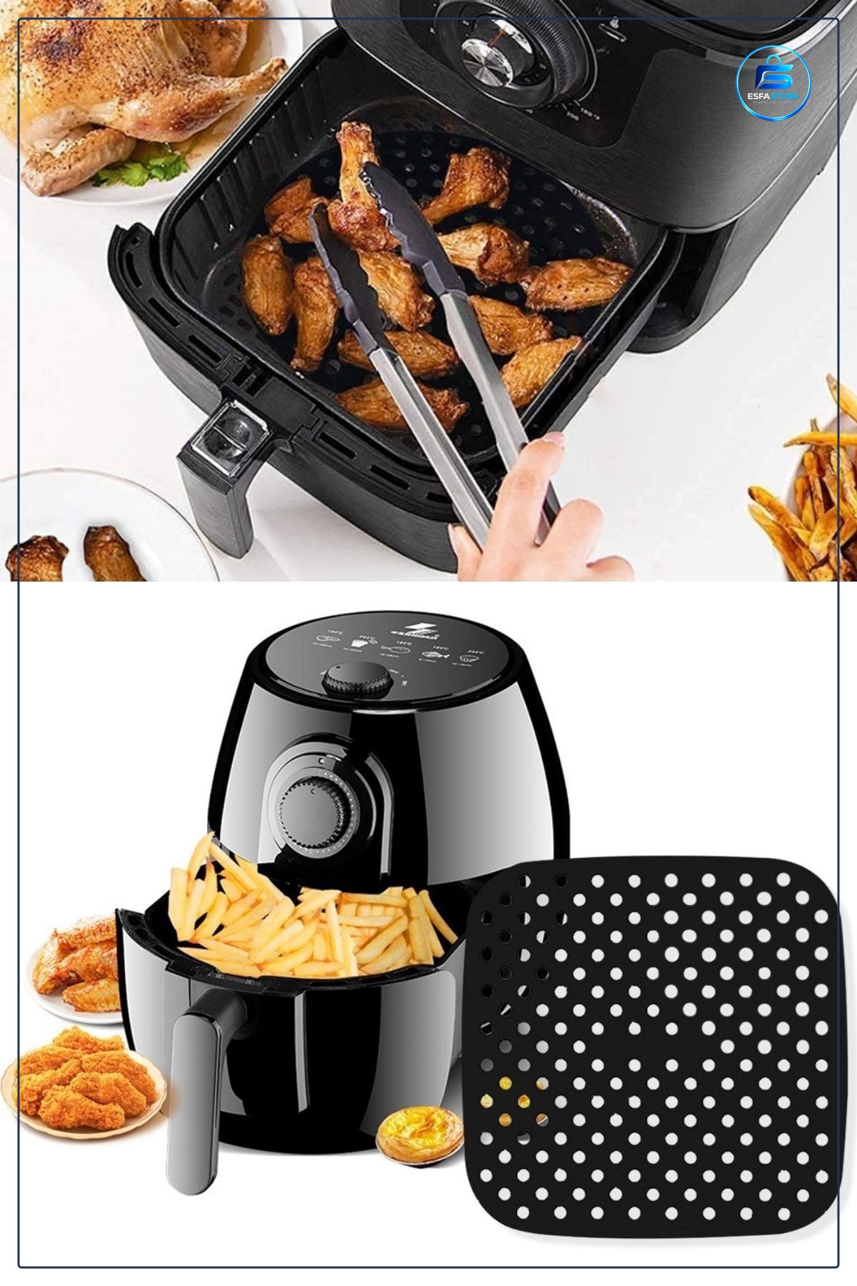 Isıya Dayanıklı Silikon Airfryer Pişirme Matı Kare Model Yıkanabilir Yanmaz Yapışmaz Pratik Mutfak