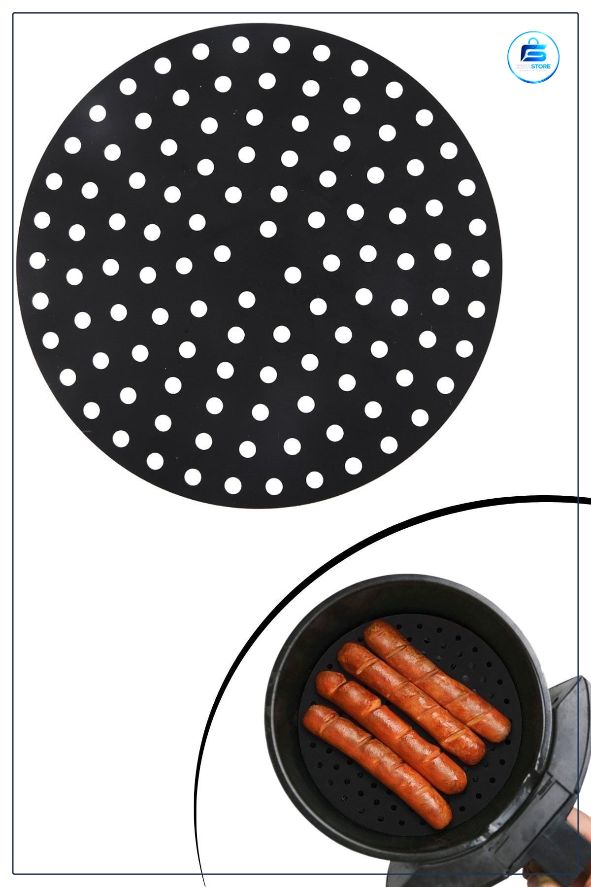 Silikon Fırın Ve Airfryer Yuvarlak Pişirme Matı Isıya Dayanıklı Yıkanabilir Yapışmaz Delikli