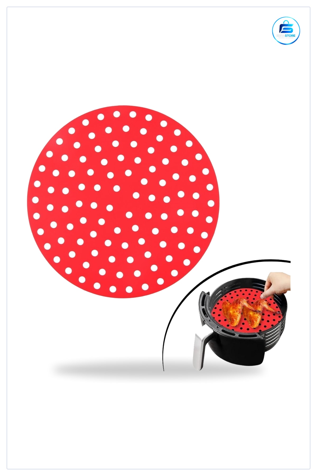 Silikon Airfryer Pişirme Matı Isıya Dayanıklı Yıkanabilir Delikli Yuvarlak Pratik Fırın Uyumlu