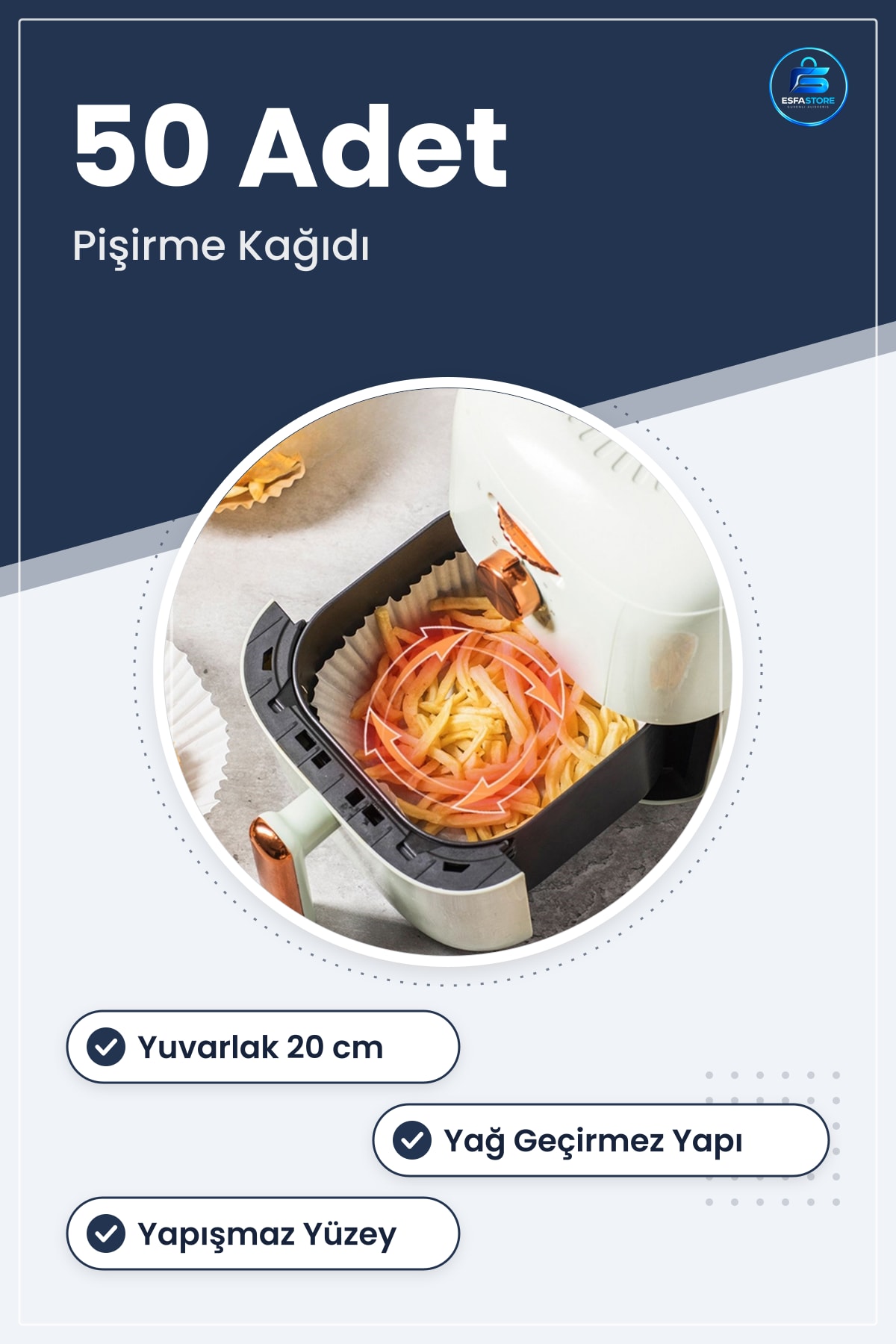 Air Fryer Pişirme Kağıdı Tek Kullanımlık Yağ Geçirmez Yapışmaz Yuvarlak Hava Fritöz Altlığı Pratik