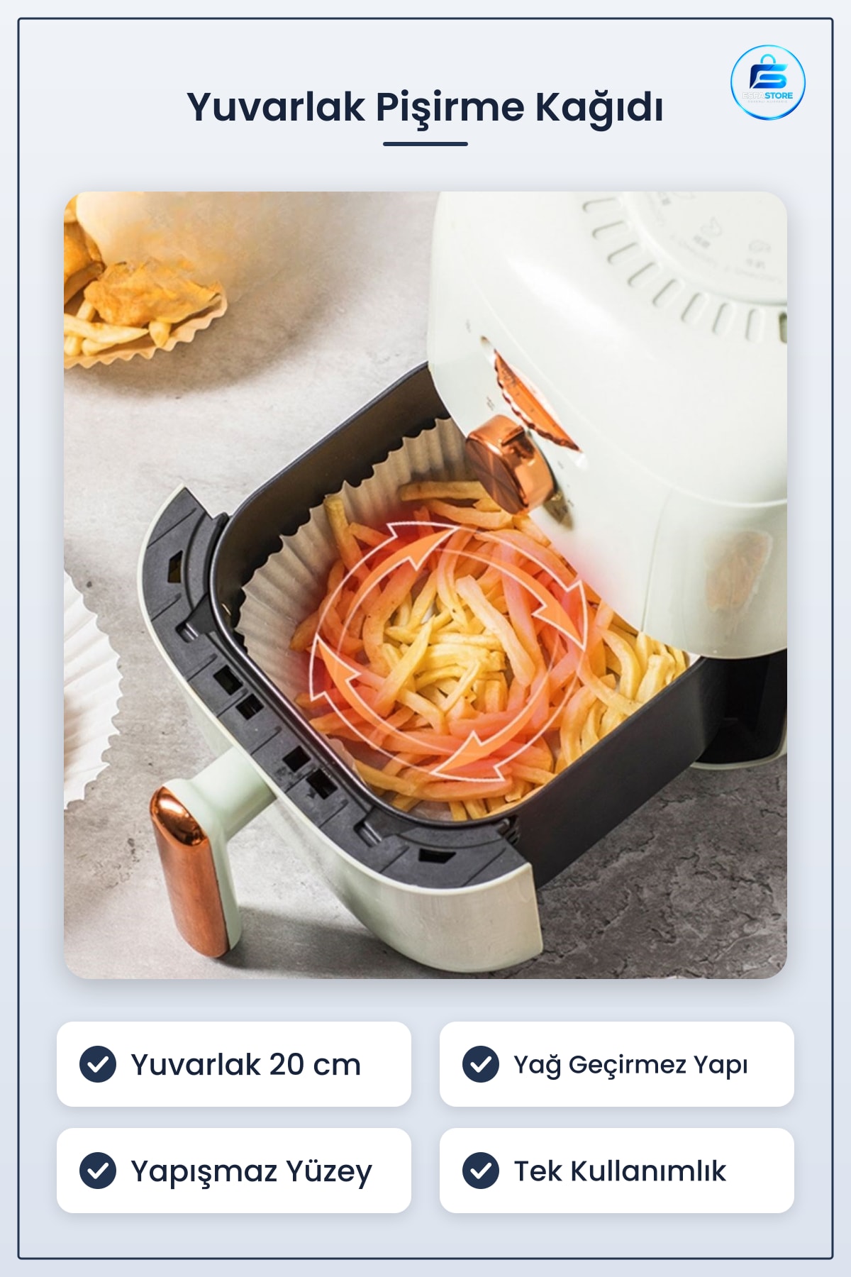 Air Fryer Pişirme Kağıdı Tek Kullanımlık Yağ Geçirmez Yapışmaz Yuvarlak Hava Fritöz Altlığı Pratik