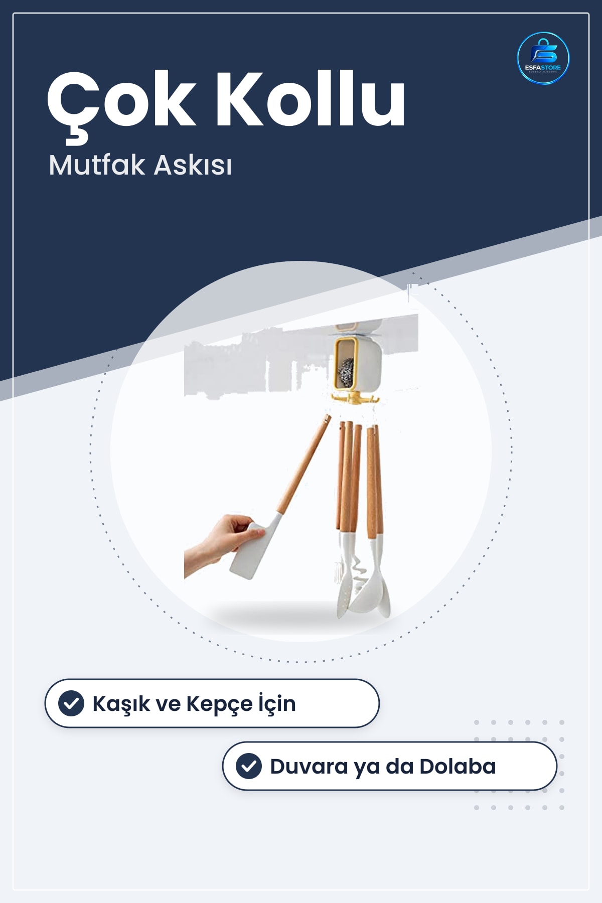 Mutfak Kaşık Kepçe Askılığı Pratik Organizatör Çok Amaçlı Askı Düzenleyici Dayanıklı Kullanışlı