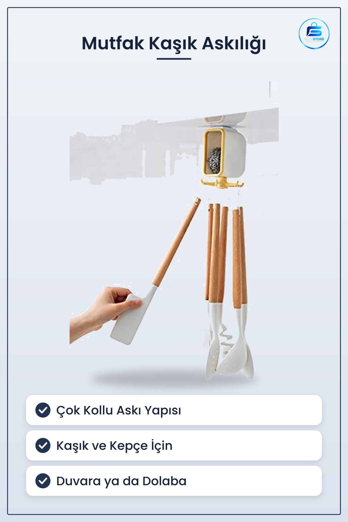 Mutfak Kaşık Kepçe Askılığı Pratik Organizatör Çok Amaçlı Askı Düzenleyici Dayanıklı Kullanışlı