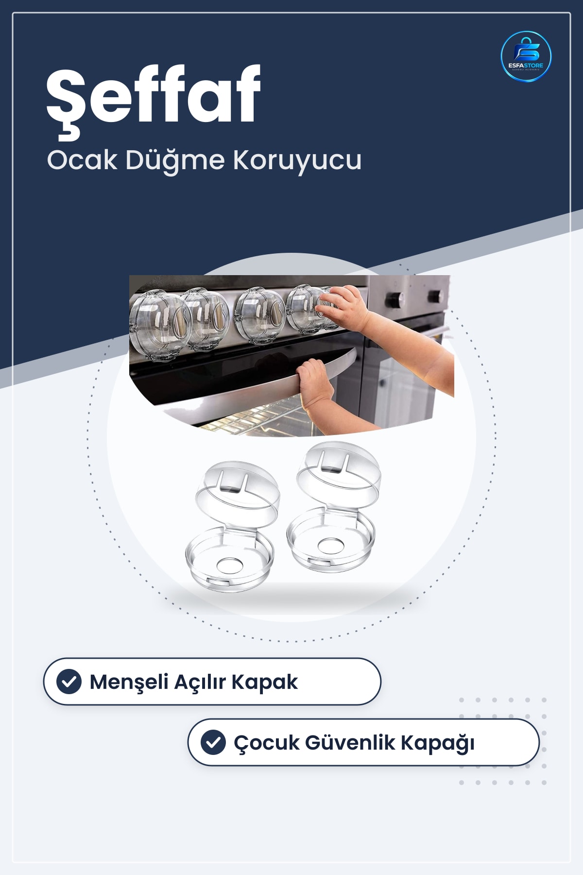 Ocak Düğme Koruyucu Çocuk Güvenlik Kapağı Menţeşeli Açılır Kapak Işıya Dayanıklı Plastik Emniyet