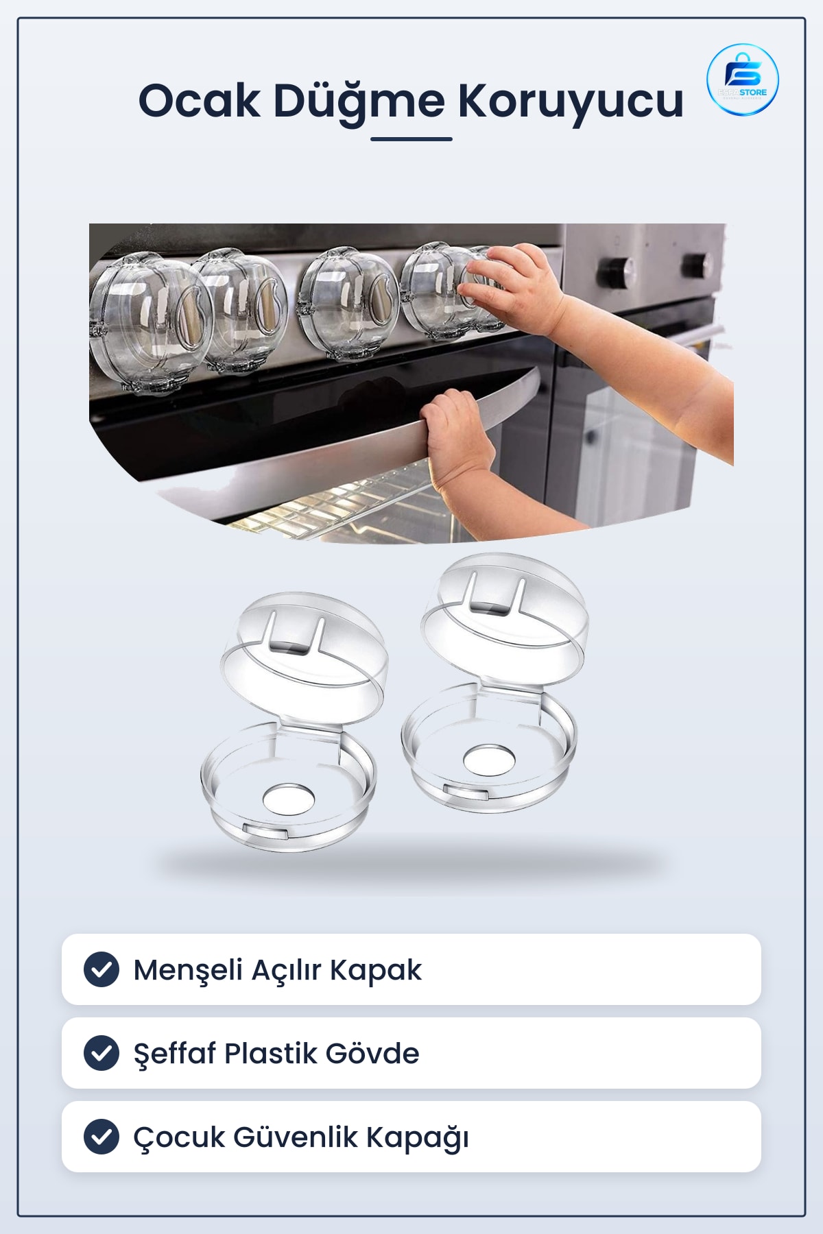 Ocak Düğme Koruyucu Çocuk Güvenlik Kapağı Menţeşeli Açılır Kapak Işıya Dayanıklı Plastik Emniyet