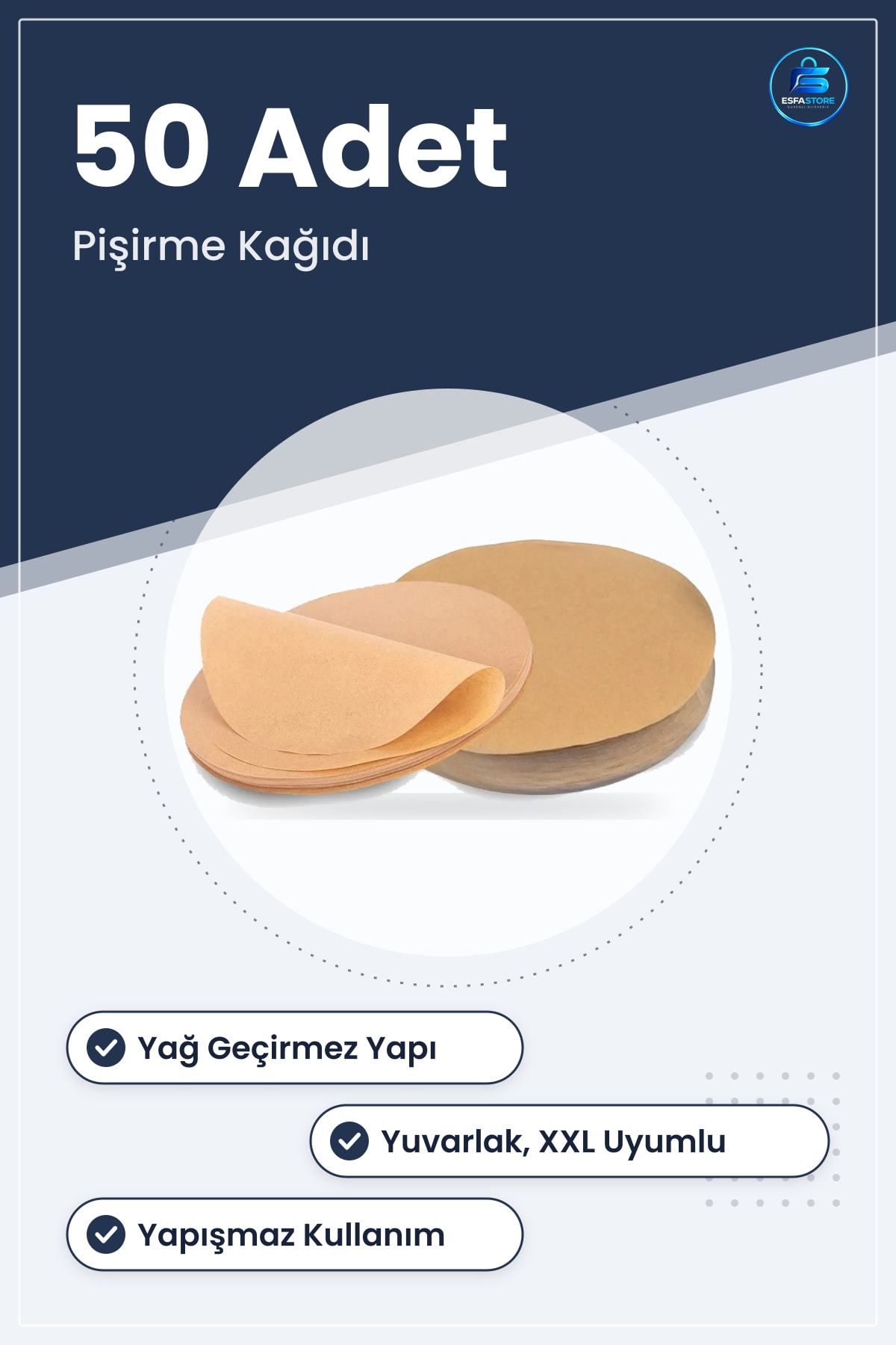 Air Fryer Pişirme Kağıdı Yağ Geçirmez Yapışmaz Tek Kullanımlık Yuvarlak XXL Uyumlu Gıdaya Uygun