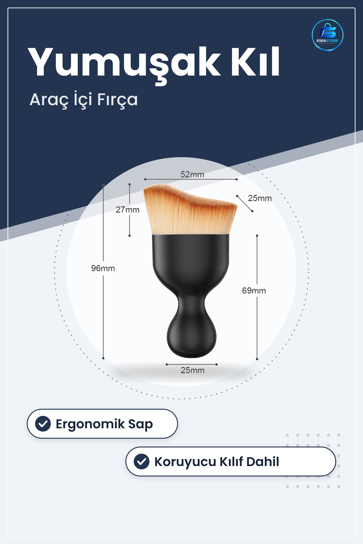 Araç İçi Detaylı Yumuşak Kıllı Oto Fırça Ergonomik Sap Dayanıklı Kullanışlı Konsol Temizleyici