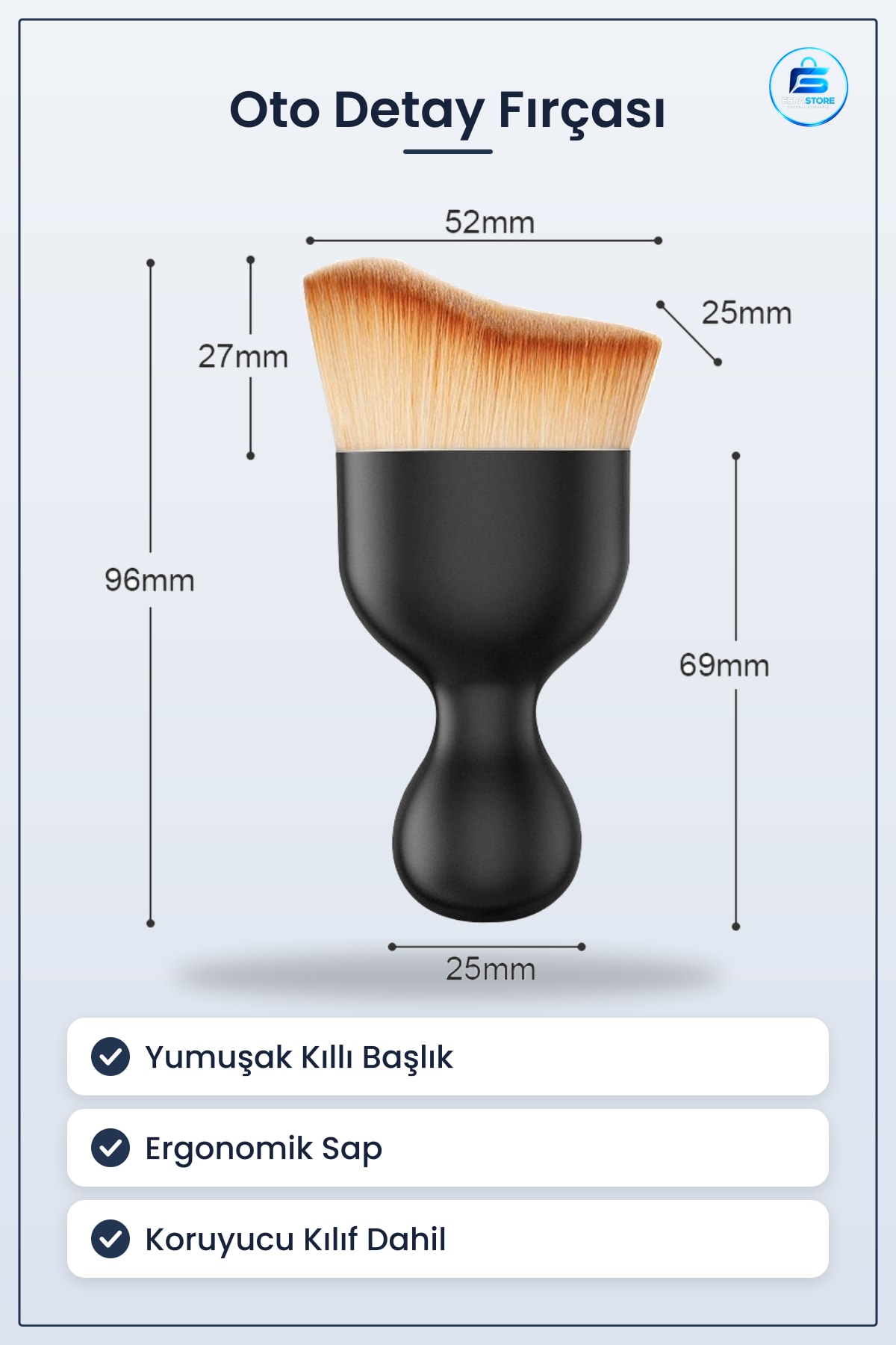 Araç İçi Detaylı Yumuşak Kıllı Oto Fırça Ergonomik Sap Dayanıklı Kullanışlı Konsol Temizleyici