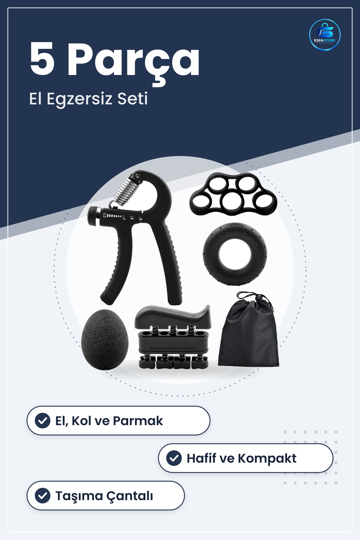 Egzersiz Spor Aletleri Seti El Kol ve Parmak Güçlendirici Fitness Takımı Dayanıklı Taşınabilir