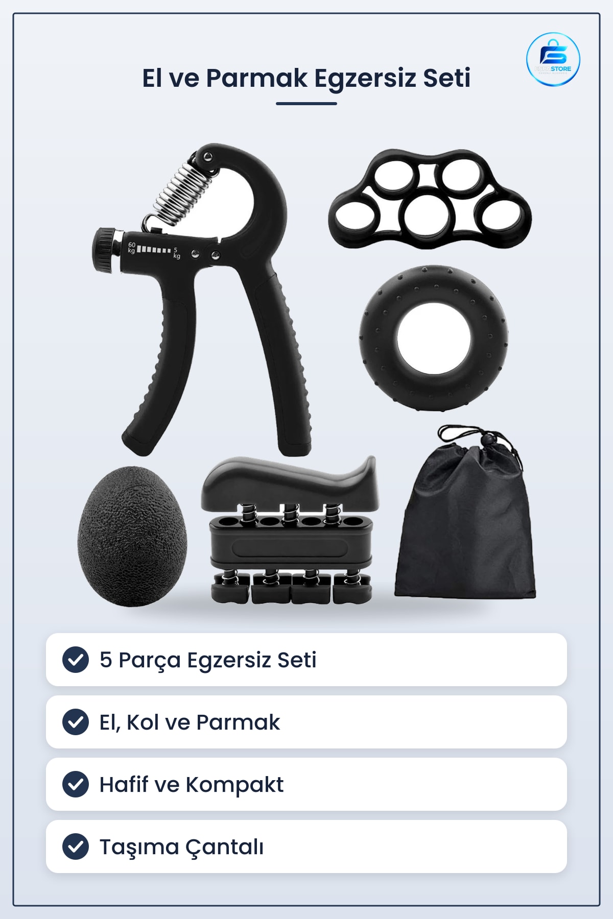 Egzersiz Spor Aletleri Seti El Kol ve Parmak Güçlendirici Fitness Takımı Dayanıklı Taşınabilir
