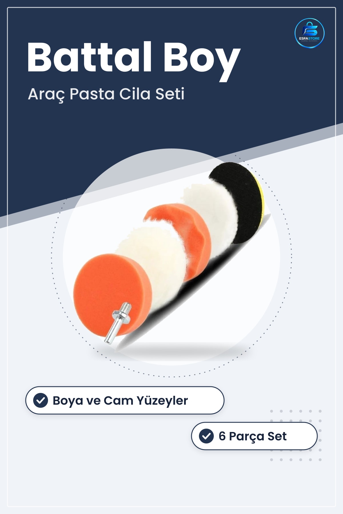 Araç Pasta Cila Seti Boya Parlatma Diskli Battal Boy Dayanıklı Bakım Aparatı Kolay Kullanım