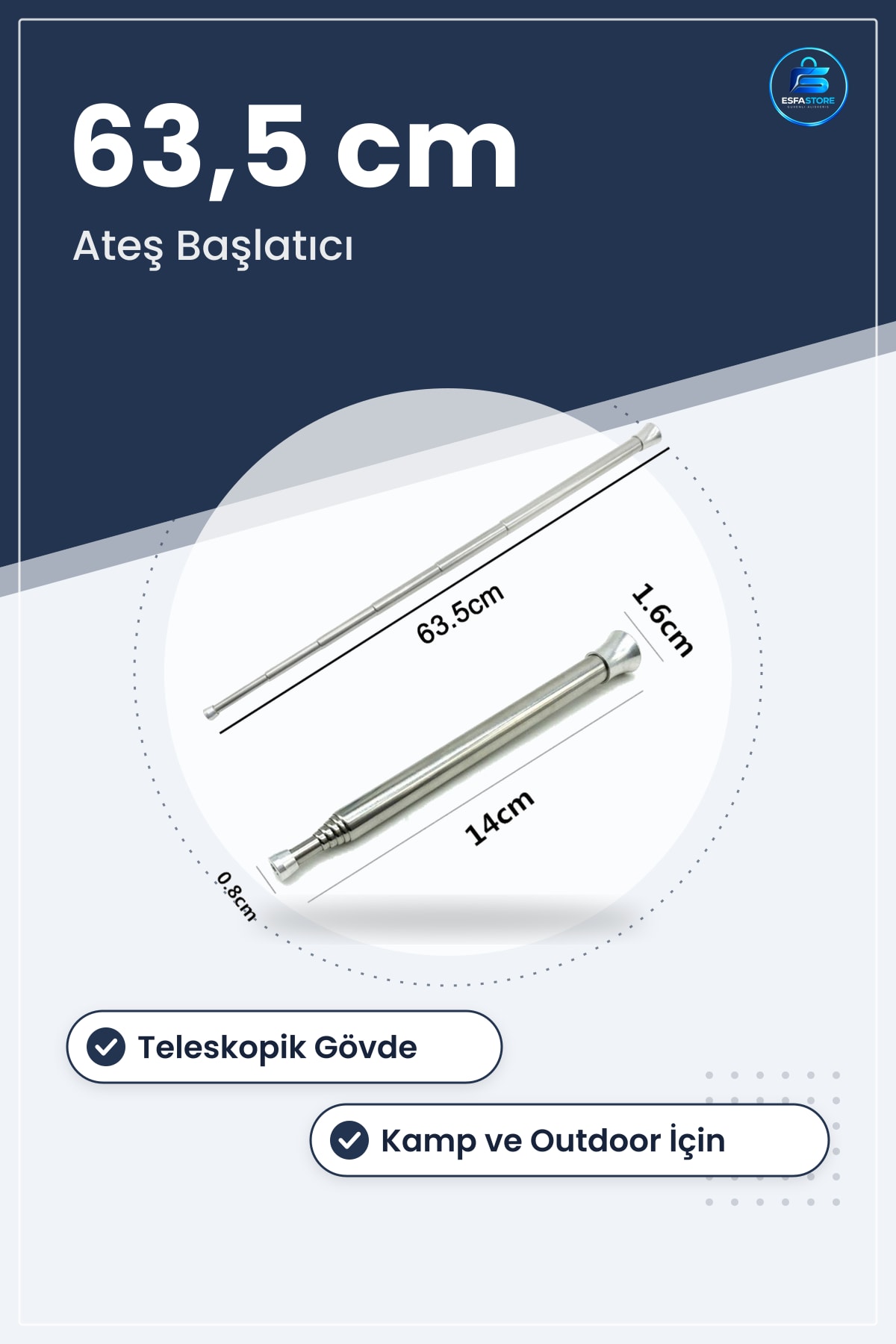 Teleskopik Ateş Başlatıcı Outdoor Üfleme Borusu Taşınabilir Kamp Aracı Dayanıklı Hafif Tasarım