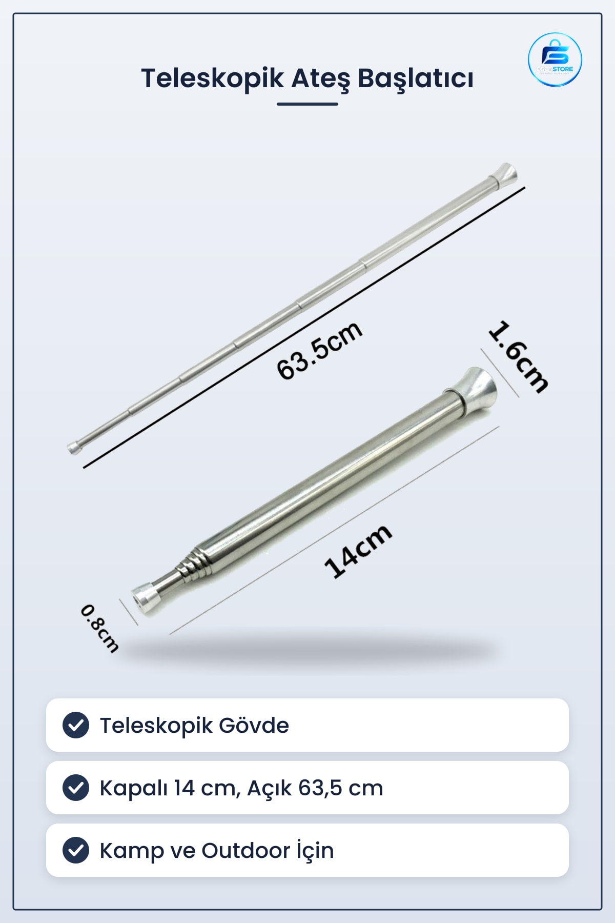 Teleskopik Ateş Başlatıcı Outdoor Üfleme Borusu Taşınabilir Kamp Aracı Dayanıklı Hafif Tasarım