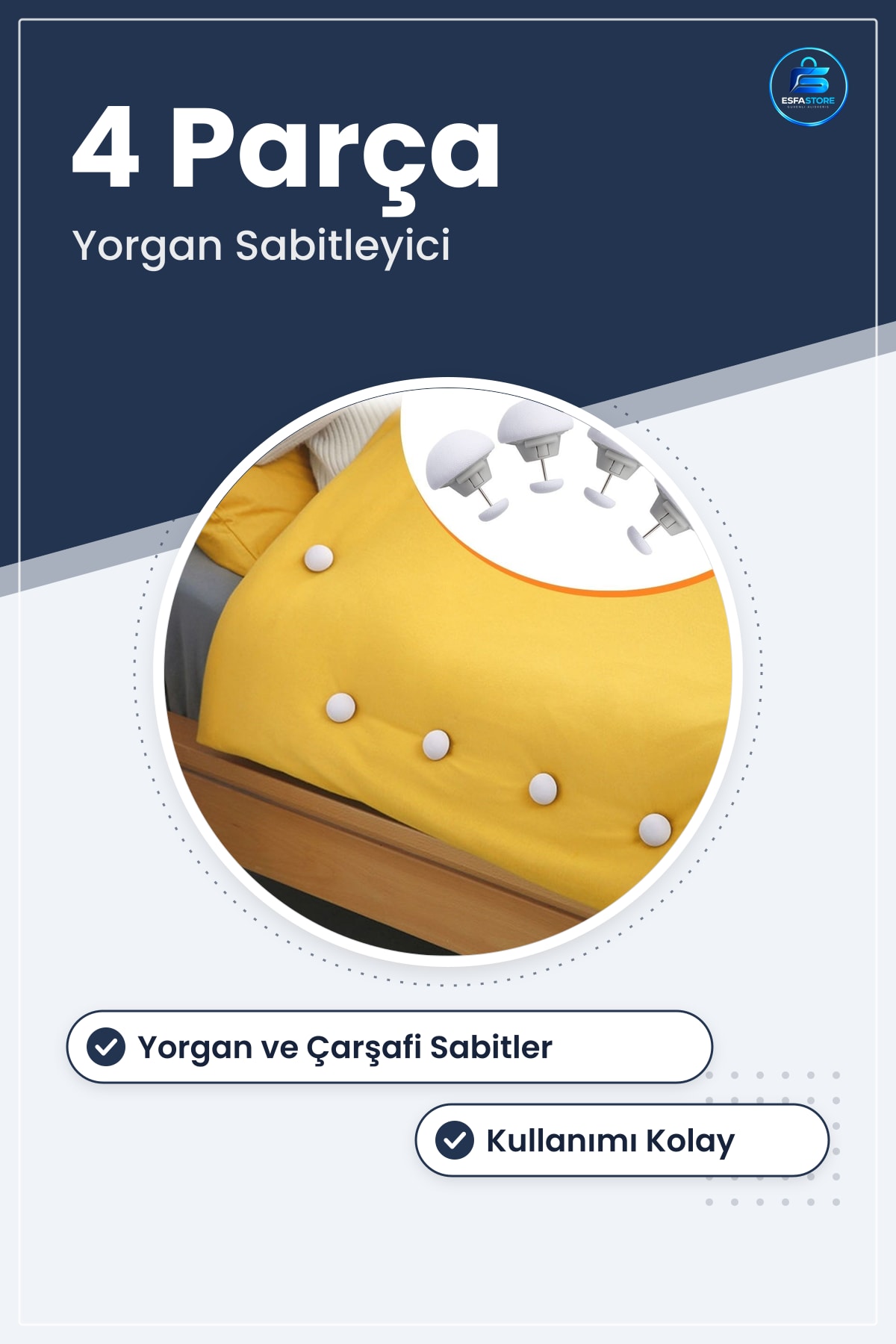 Yorgan Kılıfı ve Çarşaf Tutucu Sabitleyici Mantar Model Dayanıklı Kullanışlı Örtü Düzenleyici