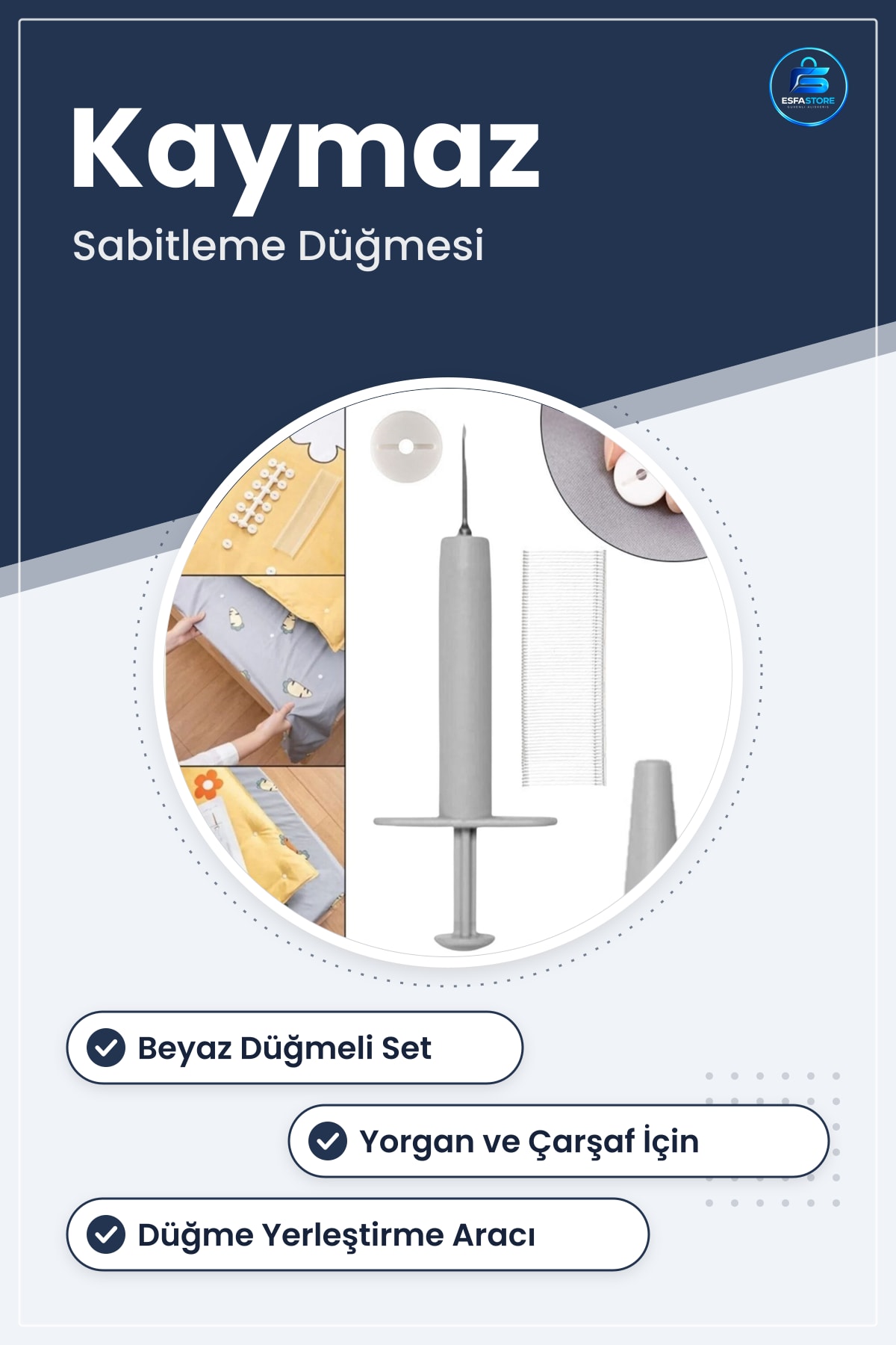 Yorgan Kılıfı ve Çarşaf Sabitleyici Düğme Kiti Yatak Örtüsü Kaymaz Dayanıklı Pratik Kullanışlı