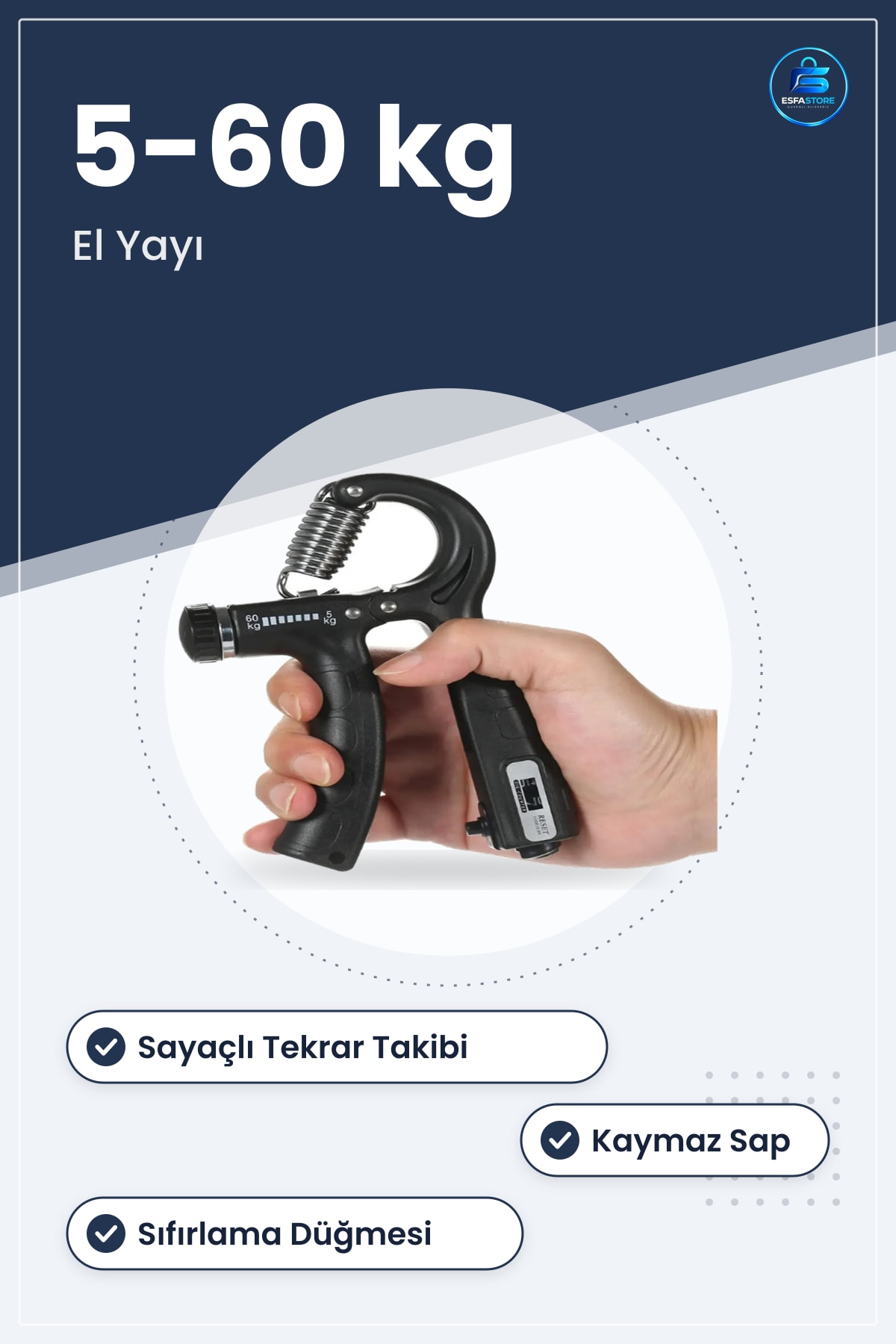 El Yayı Sayaçlı Ayarlanabilir Direnç Kavrama Güçlendirici Kaymaz Saplı Spor Ekipmanı Pratik
