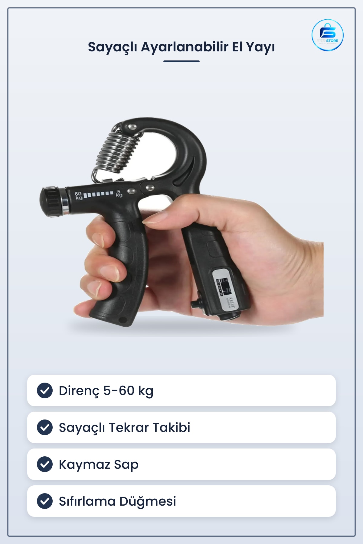 El Yayı Sayaçlı Ayarlanabilir Direnç Kavrama Güçlendirici Kaymaz Saplı Spor Ekipmanı Pratik