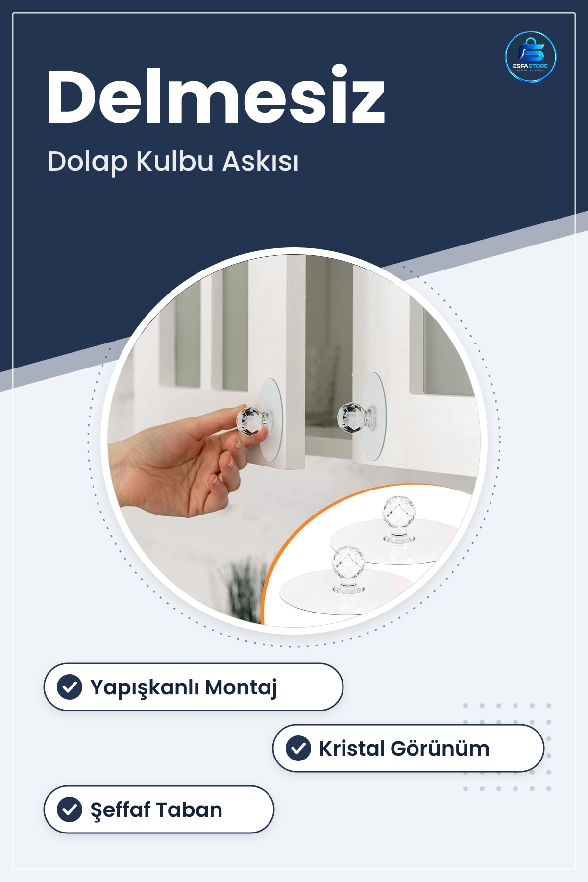 Kristal Kendiliğinden Güçlü Yapışkanlı Kulp Askısı Tutma Kolu Şeffaf Dolap Kapığı Kulbu Pratik