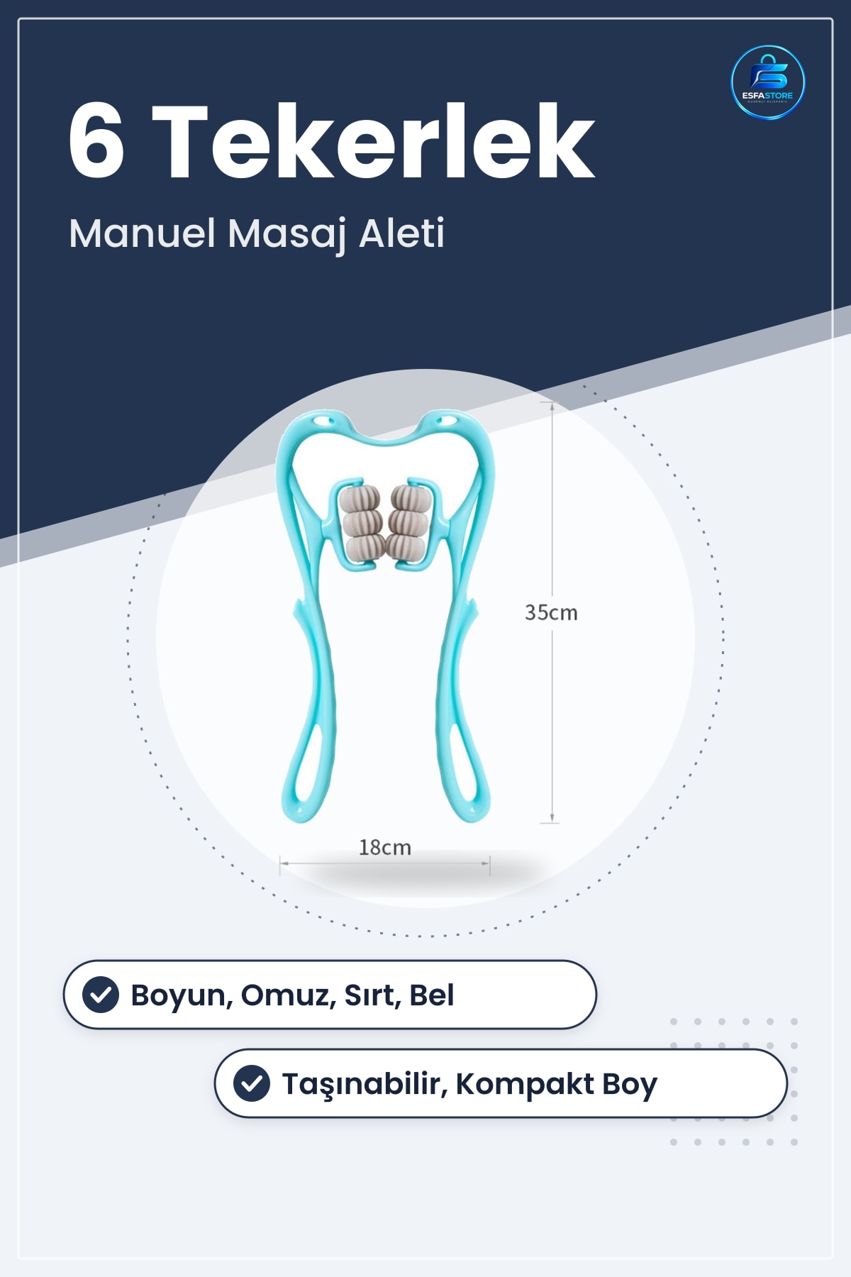 Boyun Masaj Aleti Manuel Altı Tekerlekli Çok Fonksiyonlu Omuz Sırt Bel Ergonomik Taşınabilir