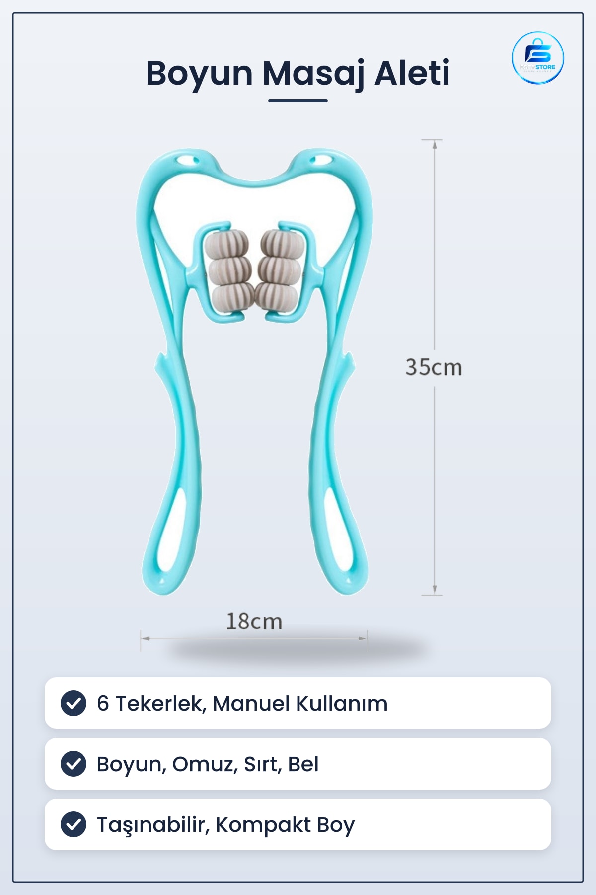 Boyun Masaj Aleti Manuel Altı Tekerlekli Çok Fonksiyonlu Omuz Sırt Bel Ergonomik Taşınabilir