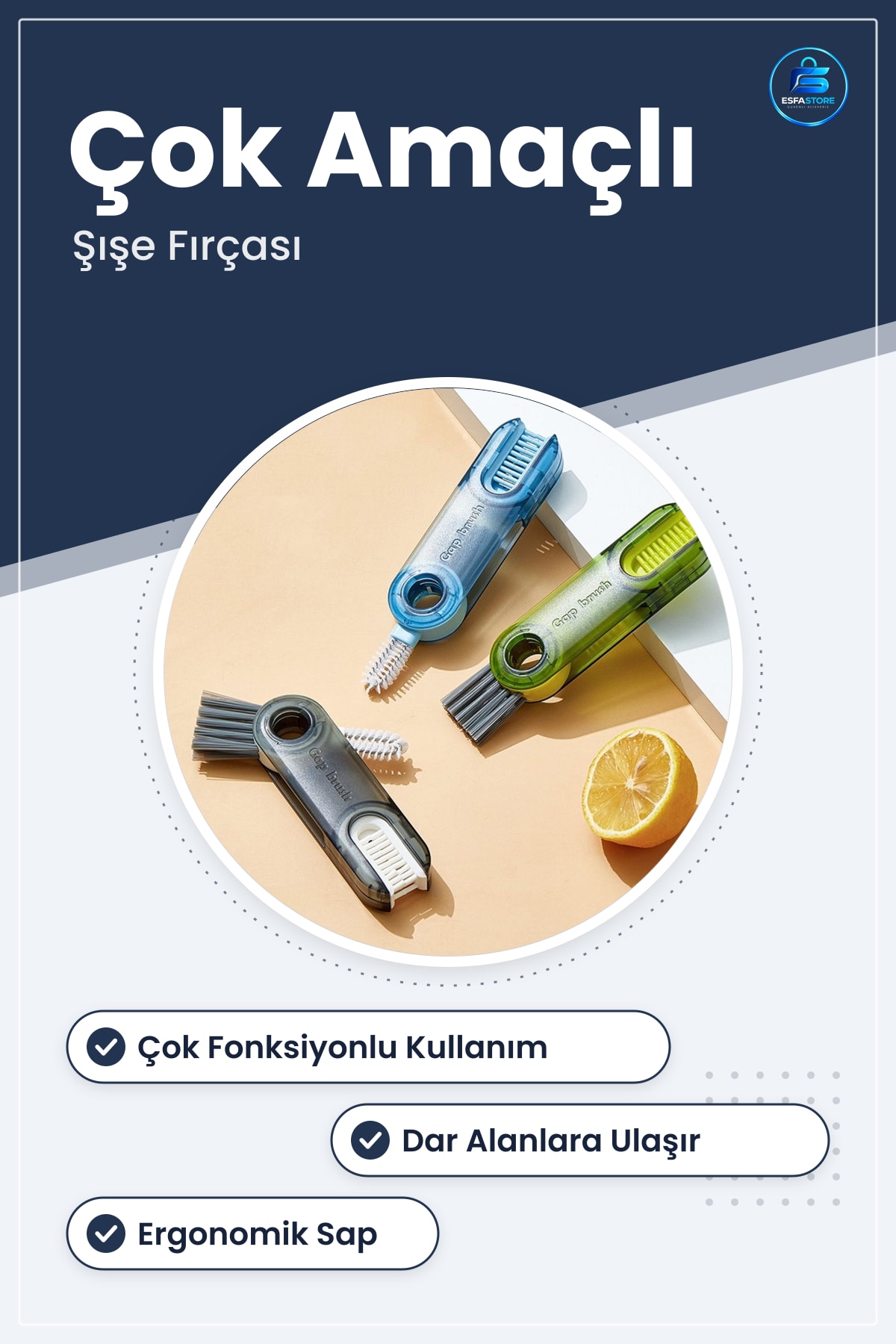 Şişe Temizleme Fırçası Mutfak Banyo Araç İçi Klavye Pencere Oluk Çok Fonksiyonlu Dayanıklı Pratik