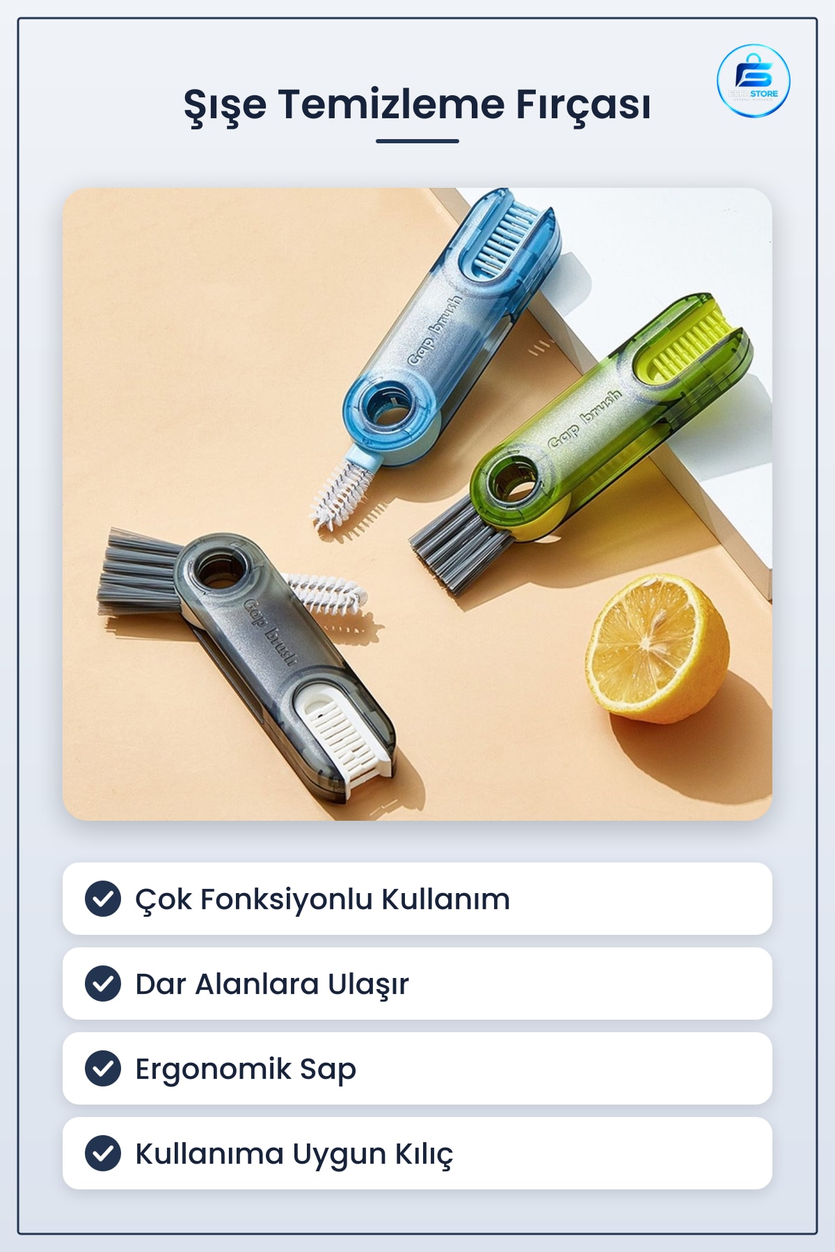 Şişe Temizleme Fırçası Mutfak Banyo Araç İçi Klavye Pencere Oluk Çok Fonksiyonlu Dayanıklı Pratik