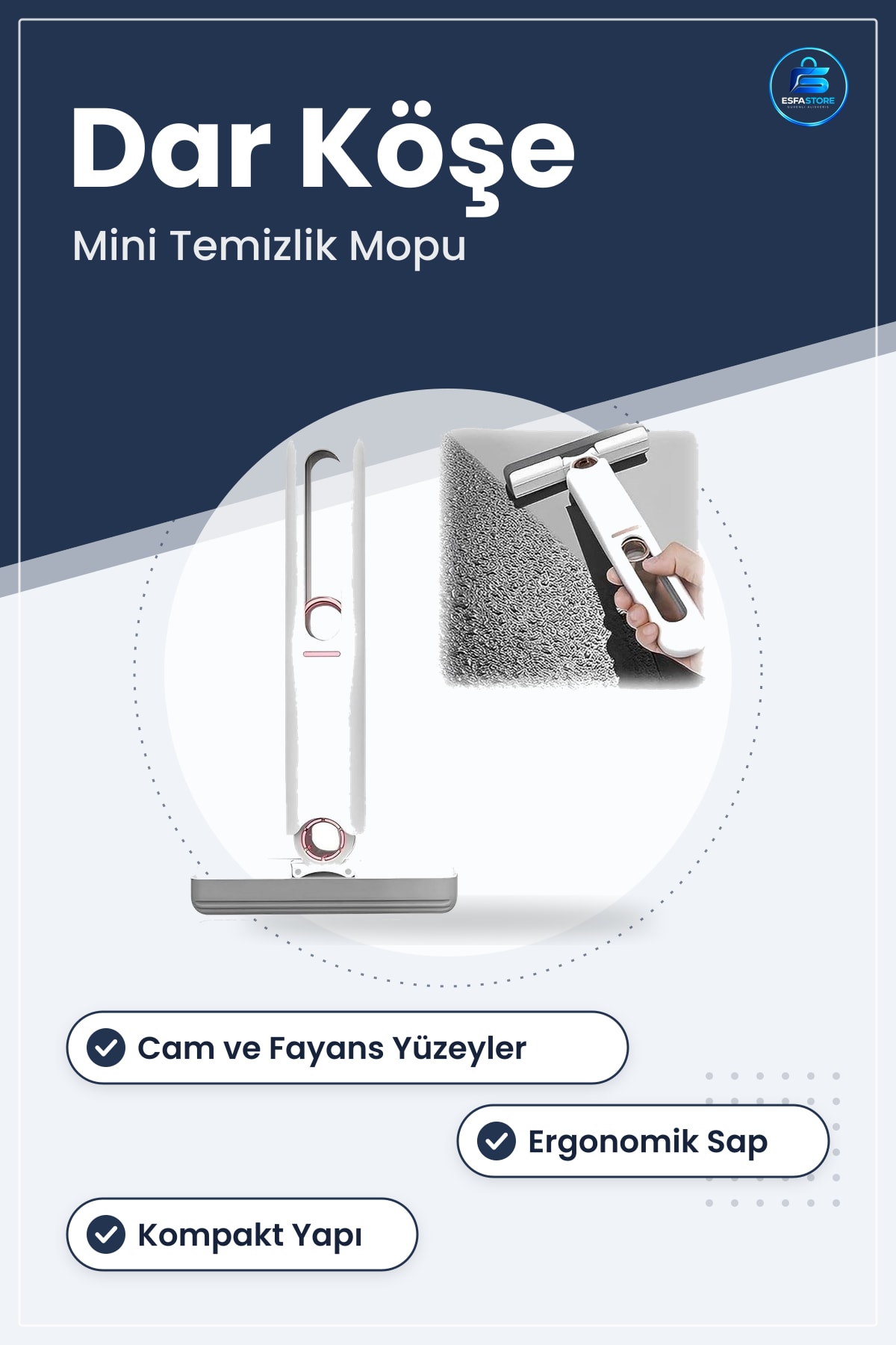 Cam Fayans Mini Temizlik Mopu Fırçası Çok Amaçlı Dar Köşe Temizleme Pratik Dayanıklı Ev Kullanımı