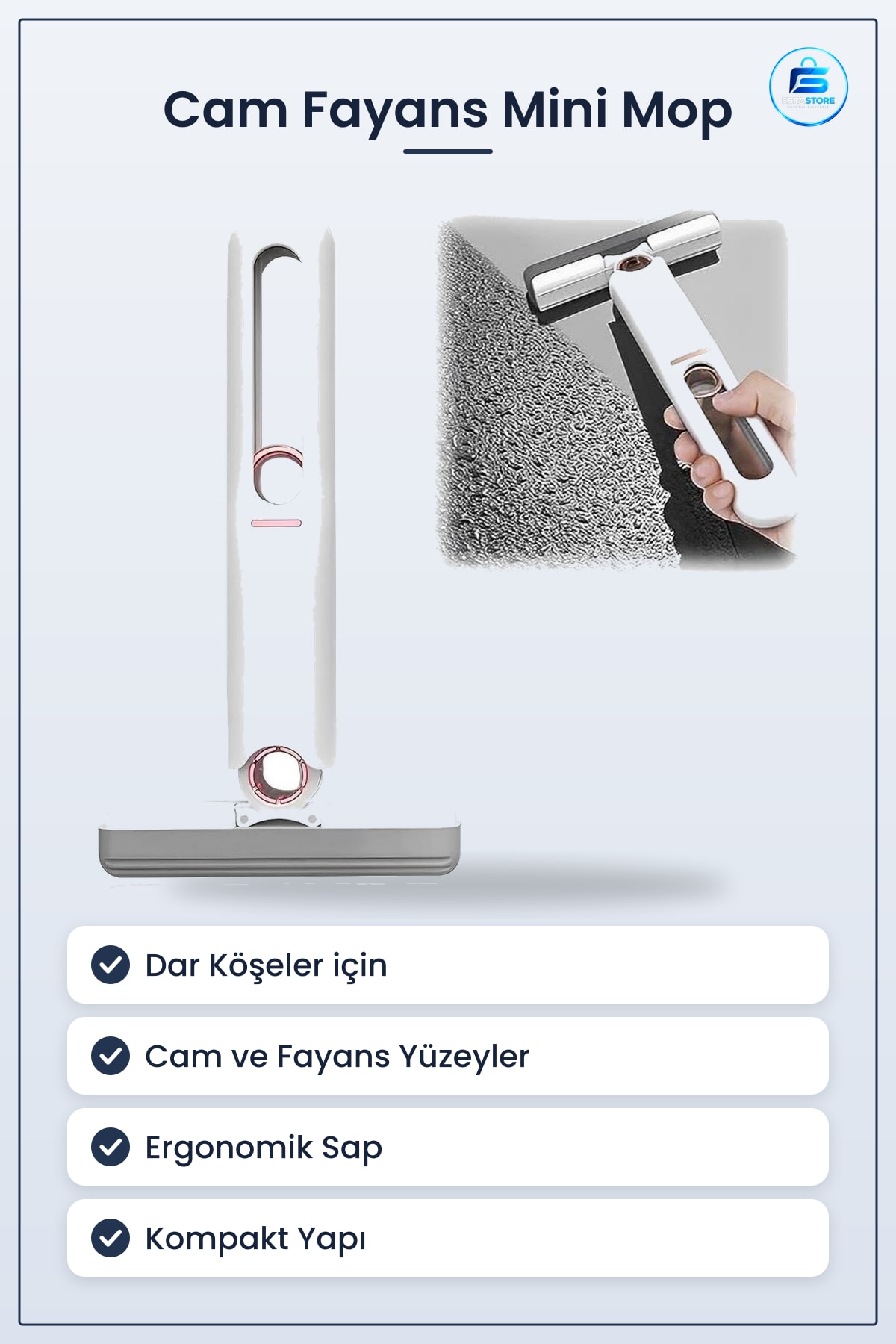 Cam Fayans Mini Temizlik Mopu Fırçası Çok Amaçlı Dar Köşe Temizleme Pratik Dayanıklı Ev Kullanımı