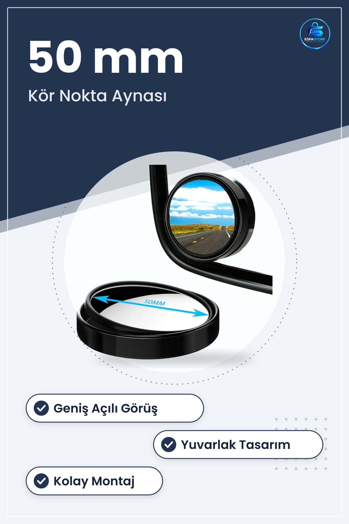 Otomobil Geniş Açılı Kör Nokta Dikiz Aynası Evrensel Uyumlu Kolay Montaj Güvenli Sürüş Pratik