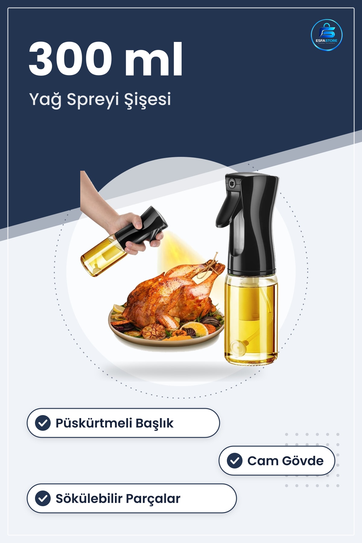 Cam Şşe Püskürtmeli Yağdanlık Spreyi Mutfak Dağıtıcı Limonluk Sirke Sosluk Çok Amaçlı Dayanıklı