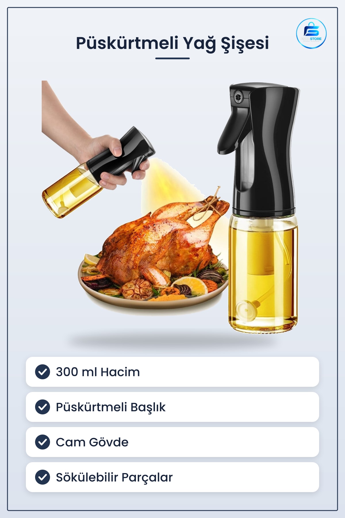 Cam Şşe Püskürtmeli Yağdanlık Spreyi Mutfak Dağıtıcı Limonluk Sirke Sosluk Çok Amaçlı Dayanıklı
