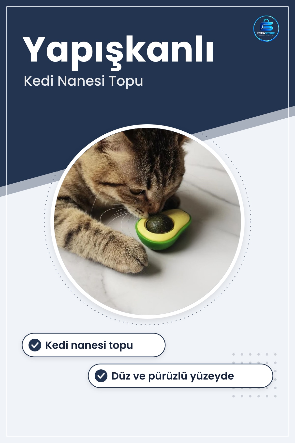 Avokado Model Yapışkanlı Yenilebilir Kedi Nanesi Topu Dayanıklı Hediyelik Oyuncak Pratik Tasarım