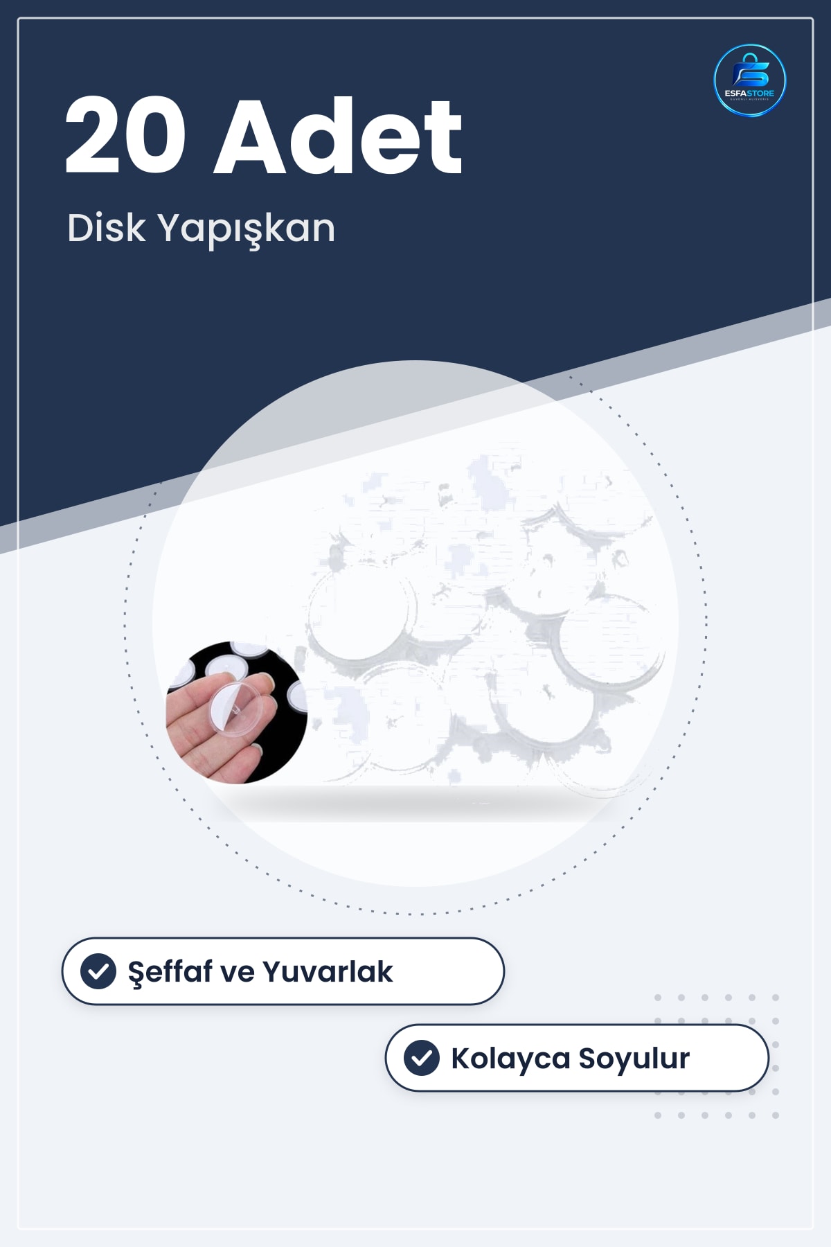 Şeffaf Yuvarlak Güçlü Disk Yapışkan Ev ve Ofis İçin Dayanıklı Kolay Kullanımlı Pratik Hediyelik