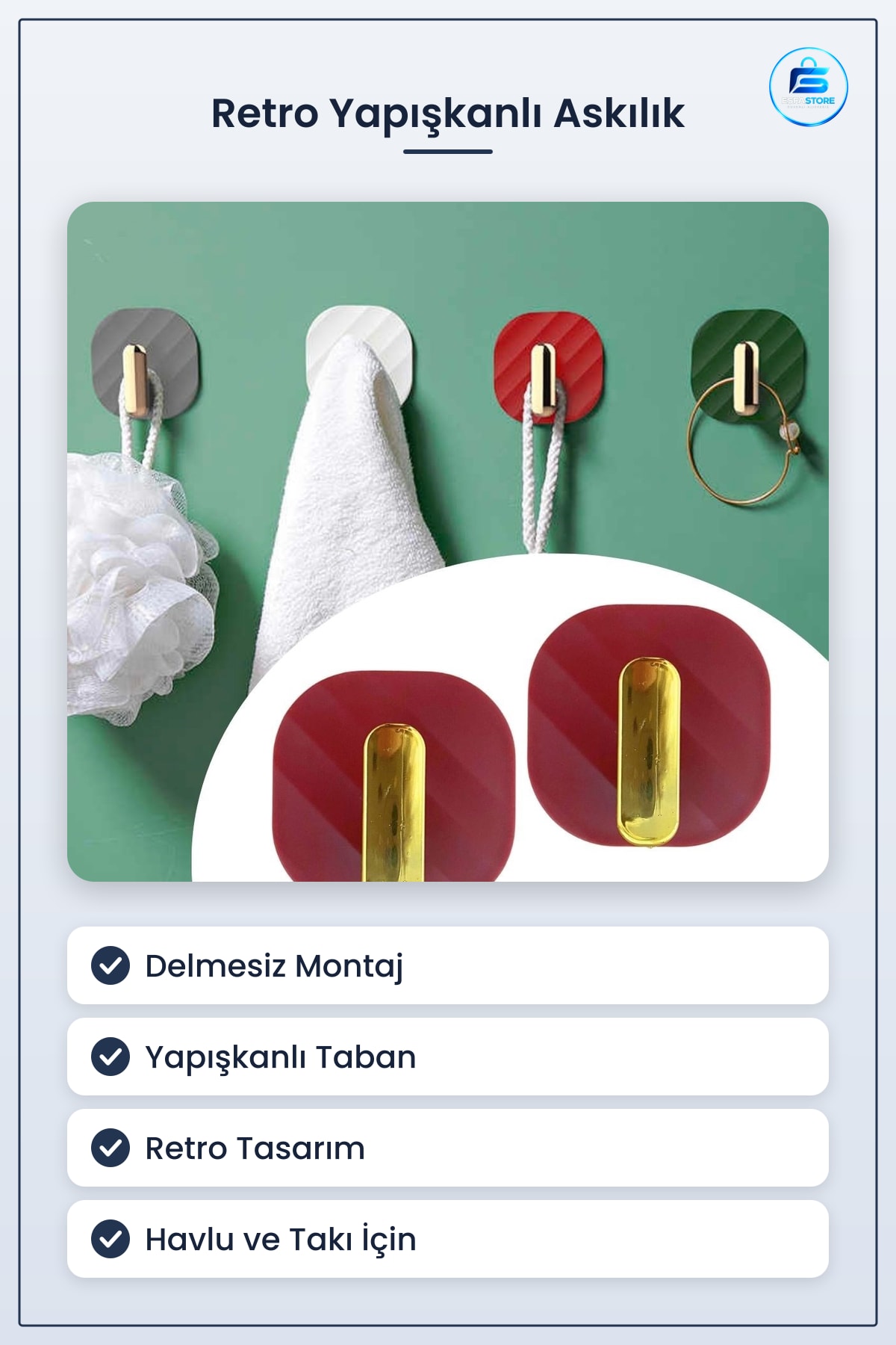 Retro Tasarımlı Yapışkanlı Askılık Dolap Kulpu Delmesiz Montajlı Mobilya Çekmece Kapağı