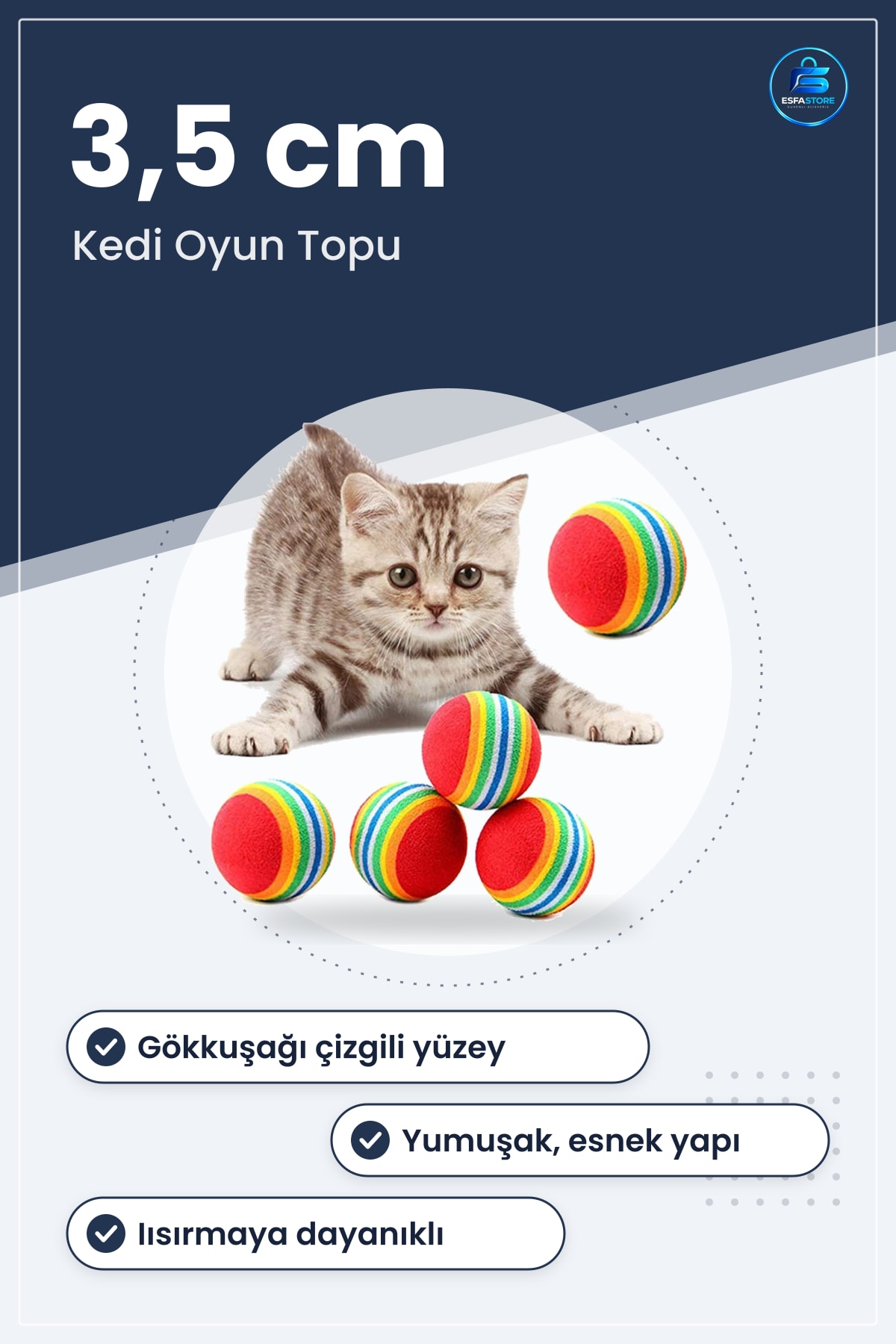 Kedi Oyun Topu Çiğneme Oyuncağı Yumuşak Yüzeyli Dayanıklı Evcil Hayvan Eğlenceli Pratik Hediyelik
