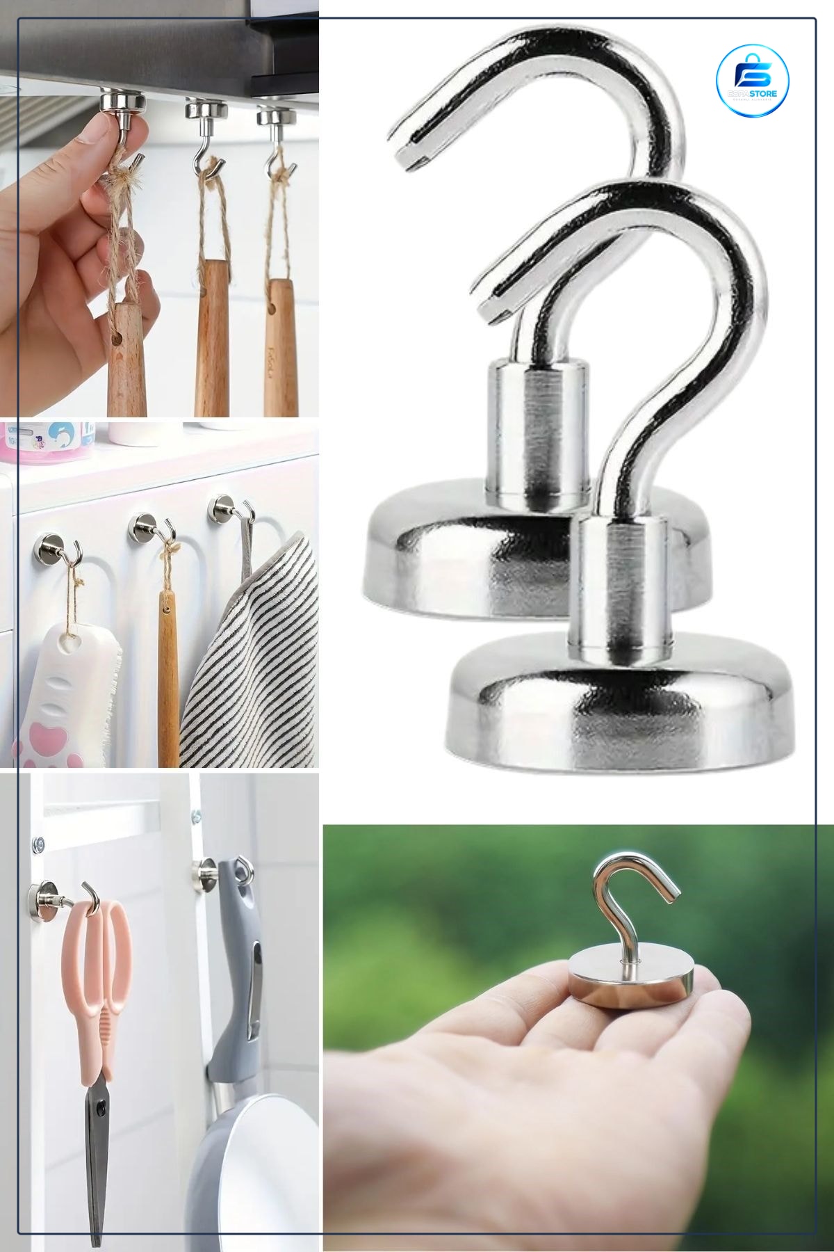 Magnet Askı Mutfak ve Banyo İçin Çok Amaçlı Güçlü Mıknatıslı Paslanmaz Dayanıklı Pratik Hediyelik