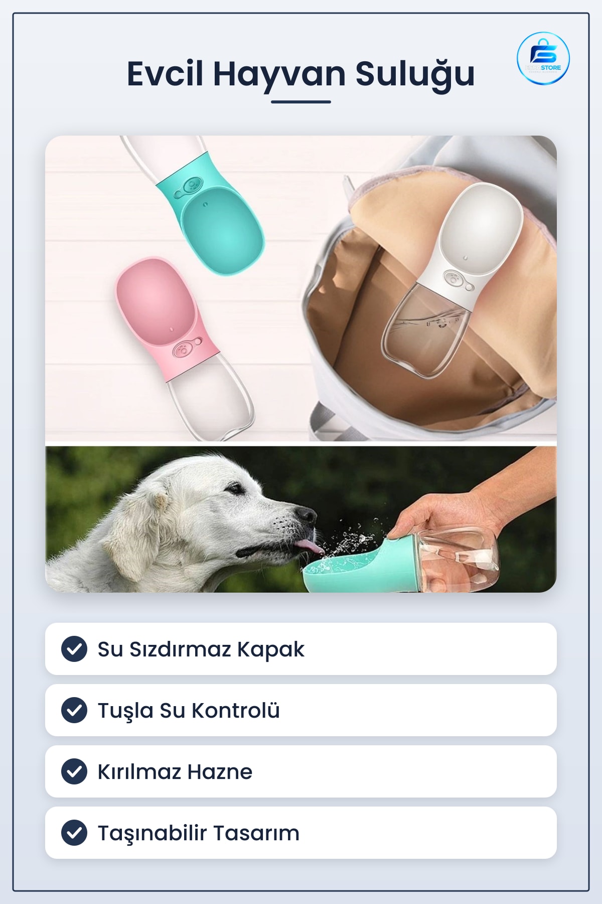 Evcil Hayvan Suluğu Taşınabilir Seyahat Kabı Kilitlenebilen Su Sızdırmaz Kap Köpek Yürüyüş Pratik