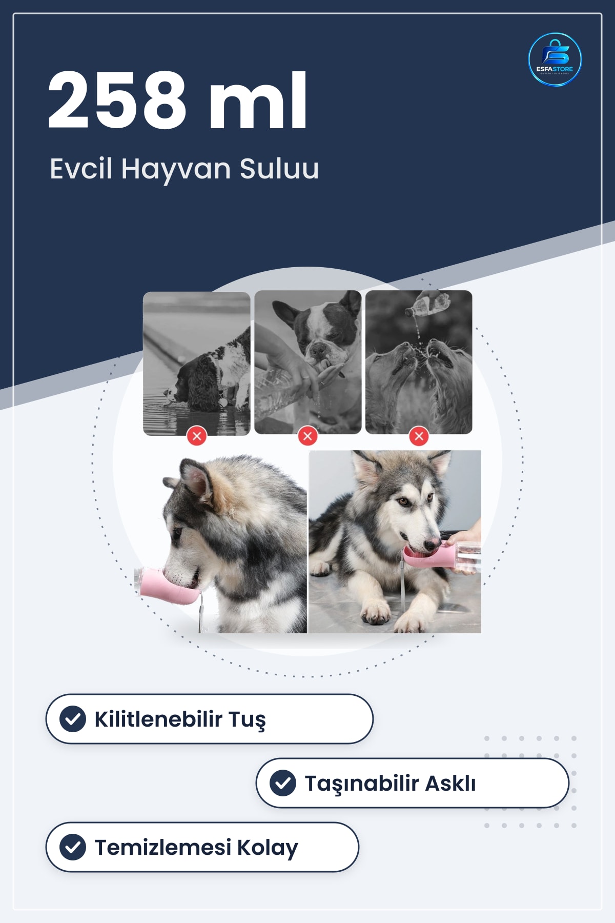 Taşınabilir Mama Hazneli Evcil Hayvan Suluğu Seyahat Kabı Kilitlenebilen Su Sızdırmaz Dayanıklı