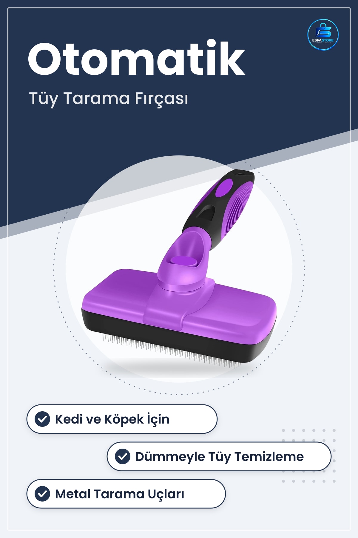 Kedi Köpek Tüy Toplama Fırçası Otomatik Temizlenebilen Tuşlı Pratik Tarama Aparatı Kullanışlı